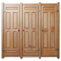 Guillerme et Chambron Oak Mid-Century French Armoire Cabinet