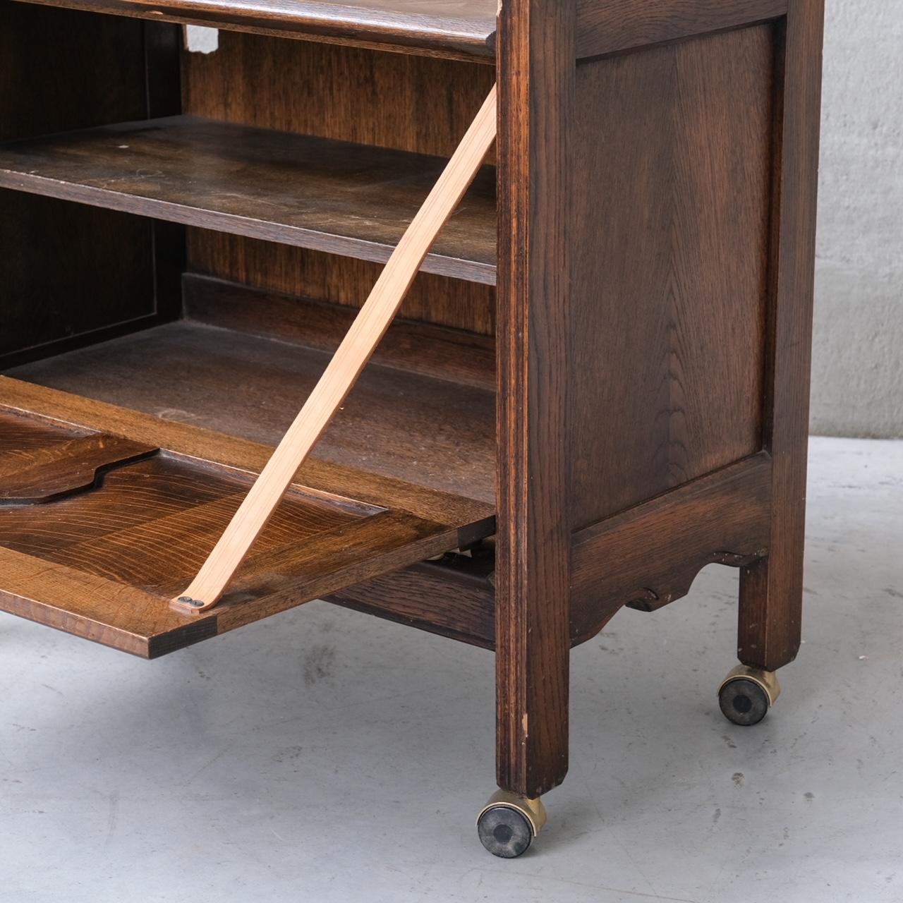 20th Century Guillerme et Chambron Oak Midcentury French Bar Cabinet For Sale