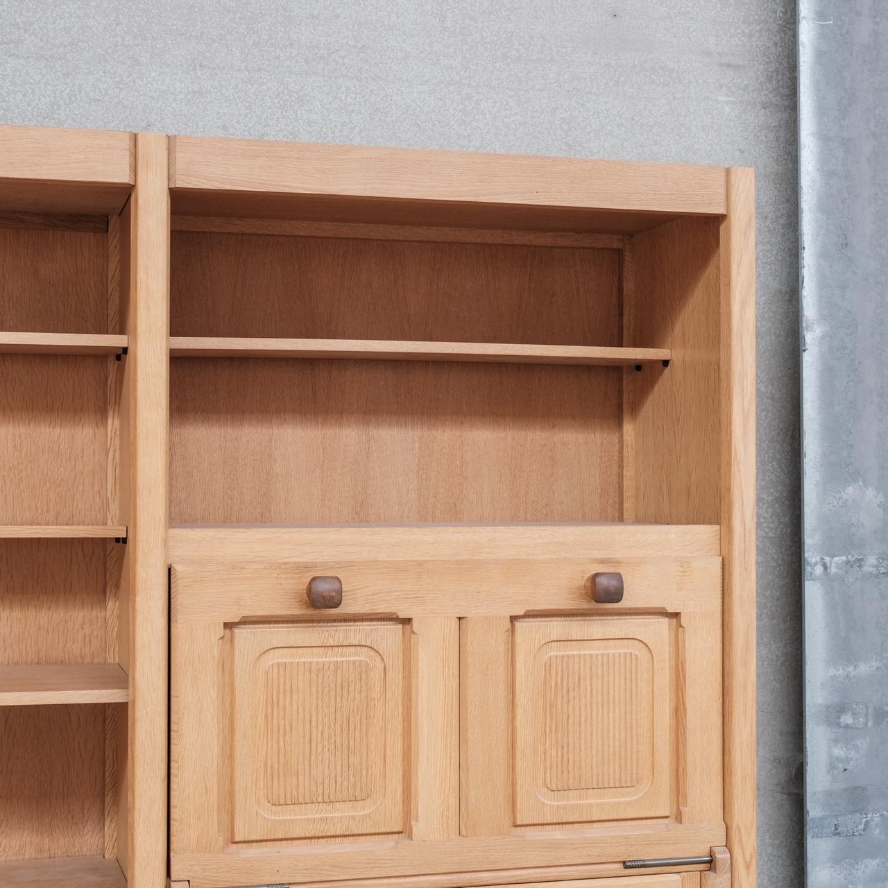 Guillerme et Chambron Oak Mid-Century French Cabinet For Sale 3