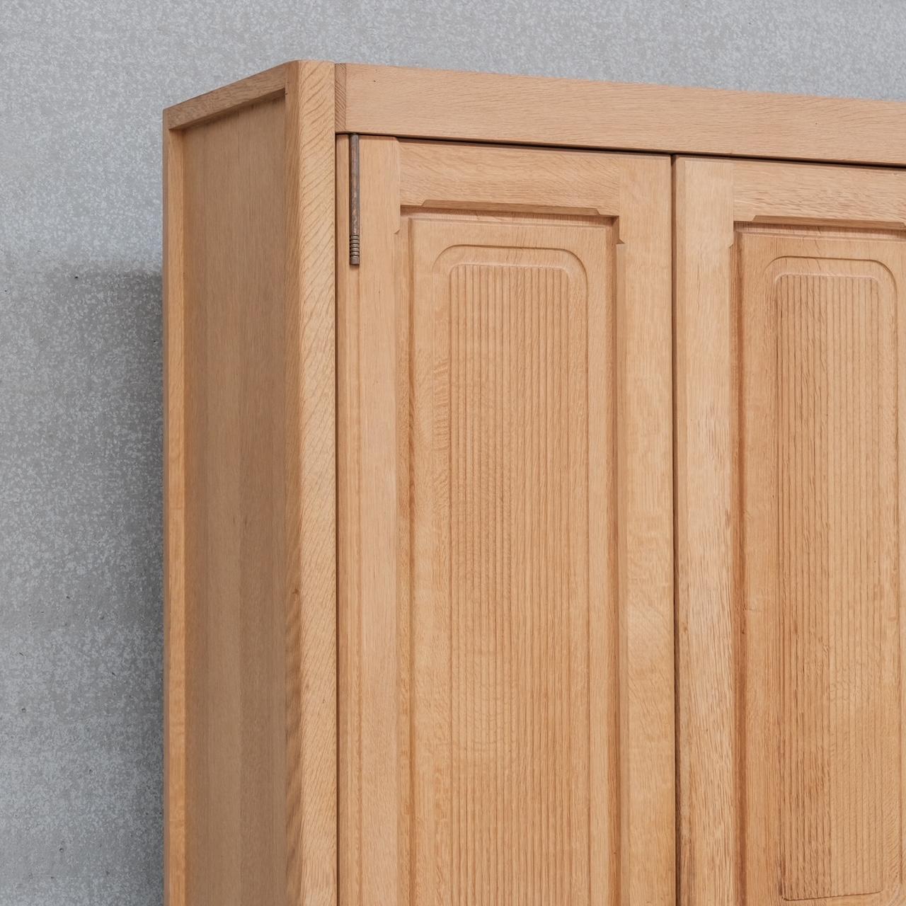 Guillerme et Chambron Oak Mid-Century French Cabinet For Sale 6
