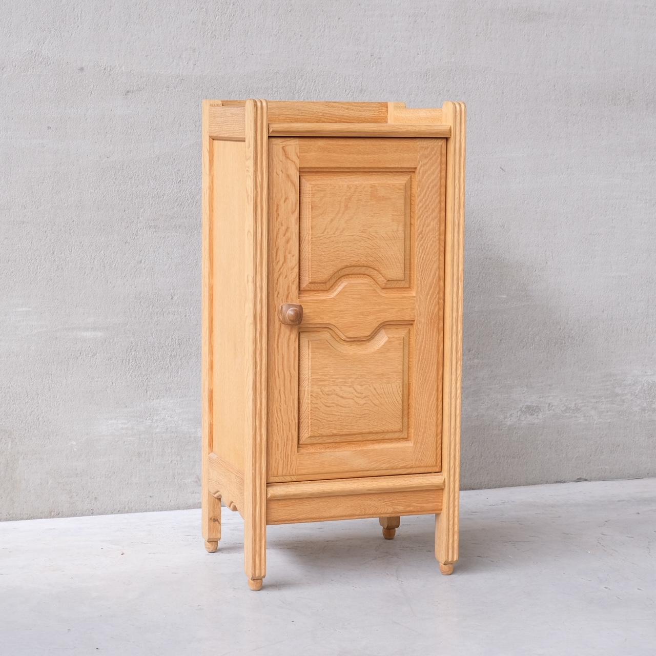 A thin cabinet by Guillerme et Chambron.

France, c1960s.

Two drawers internally, with one shelf.

Simple wooden turn lock handle.

Good vintage condition.

Location: Belgium Gallery.

Dimensions: 114 H x 52 W x 44 D in cm.

Delivery: