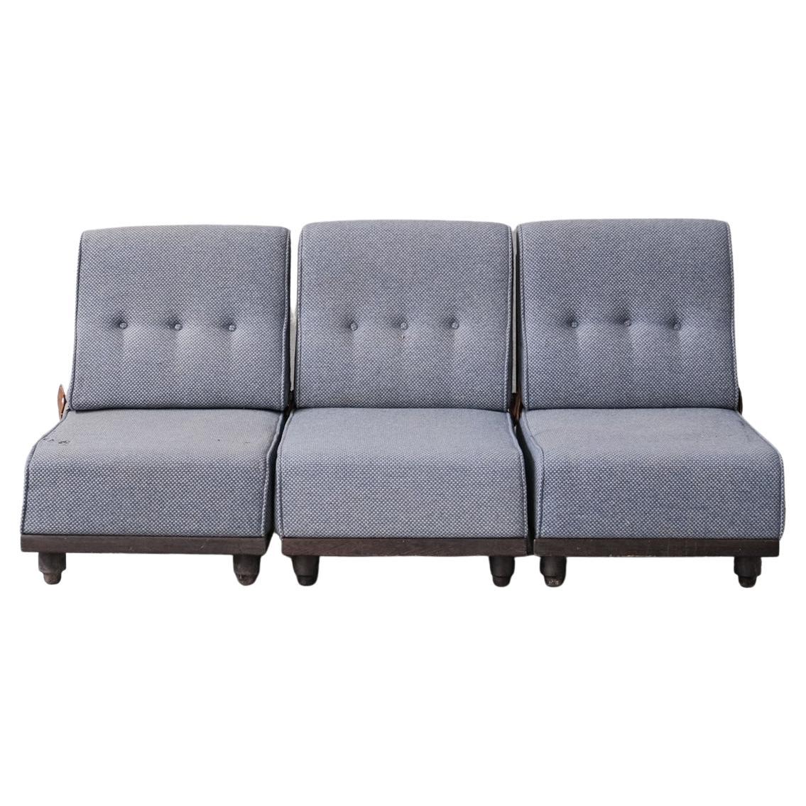 Guillerme et Chambron Oak Midcentury Modular Sofa