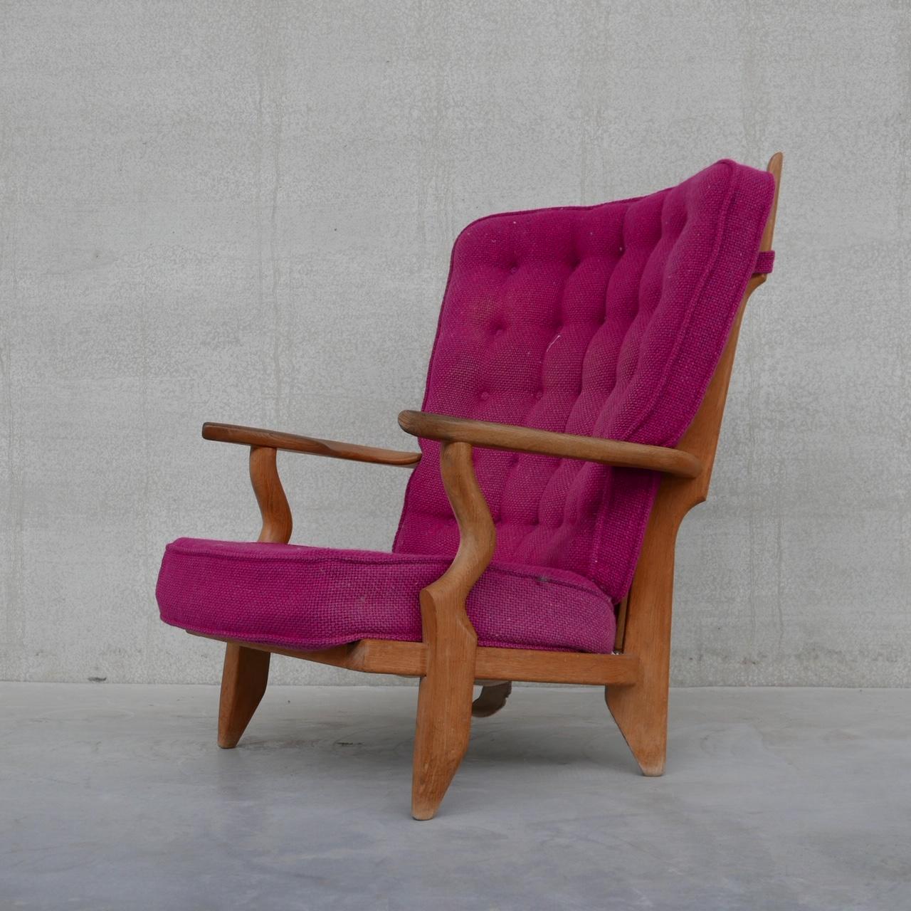 Guillerme et Chambron Oak Mid-Century 'Repos' Armchair For Sale 6
