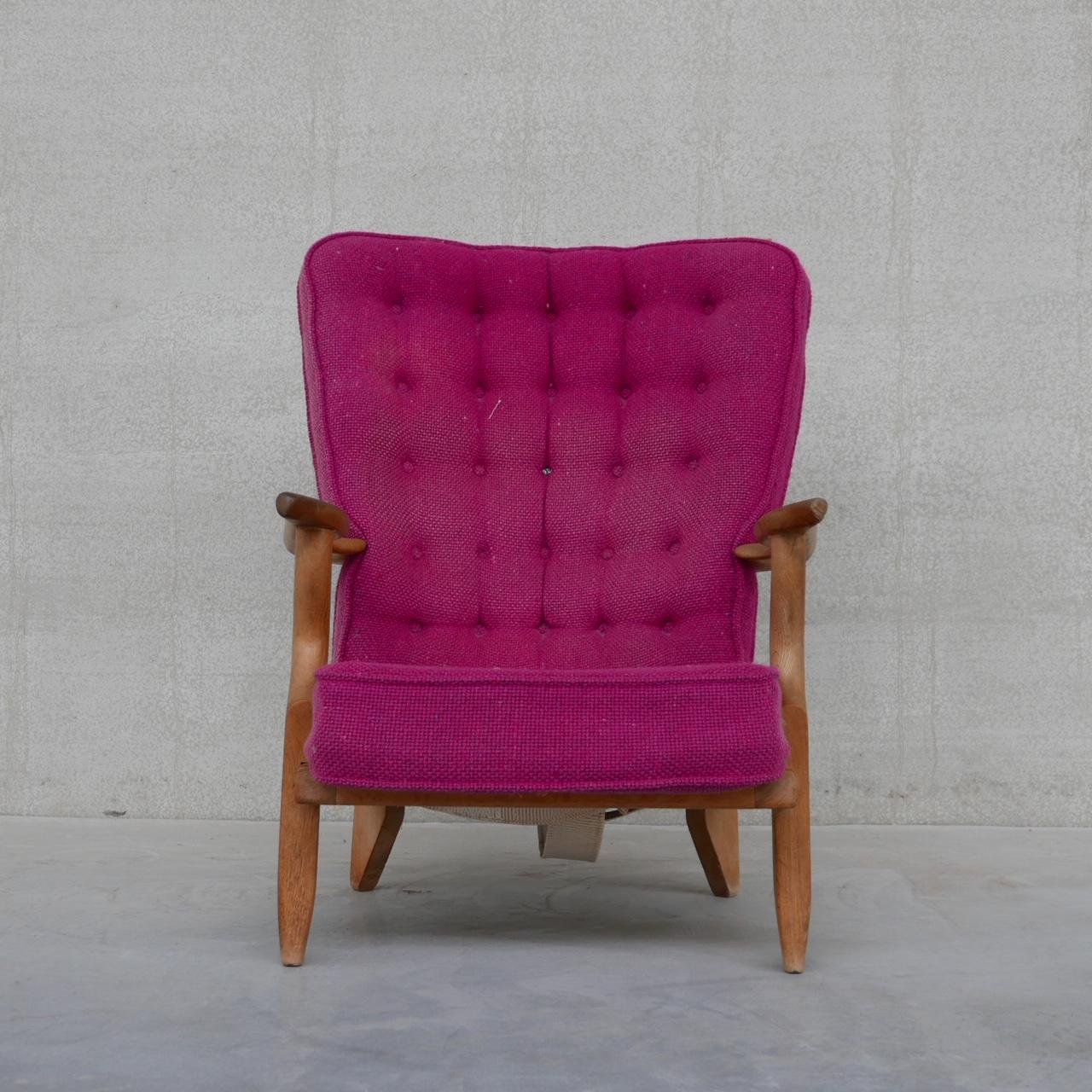 Guillerme et Chambron Oak Mid-Century 'Repos' Armchair For Sale 7