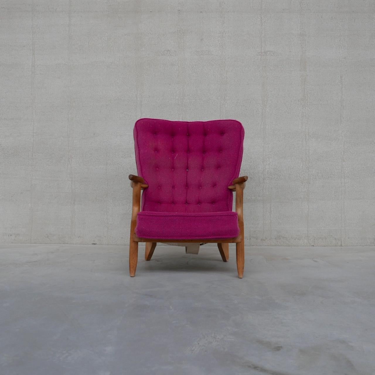 Guillerme et Chambron Oak Mid-Century 'Repos' Armchair For Sale 8