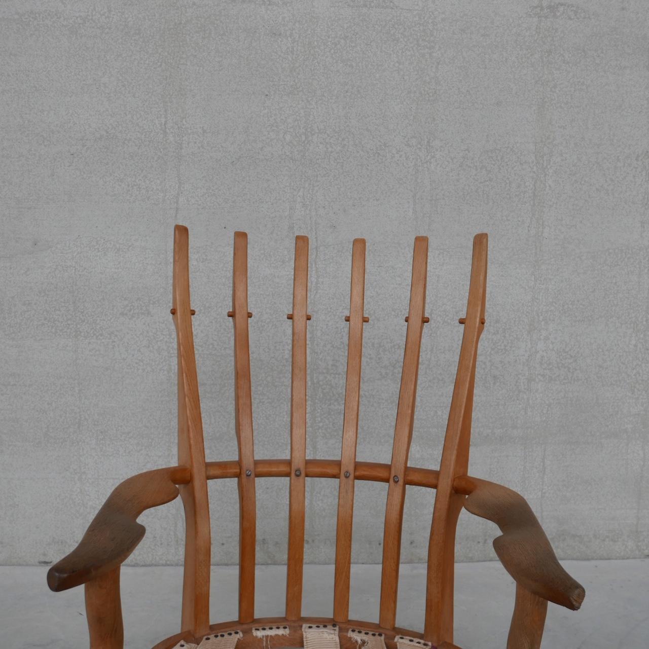 French Guillerme et Chambron Oak Mid-Century 'Repos' Armchair For Sale
