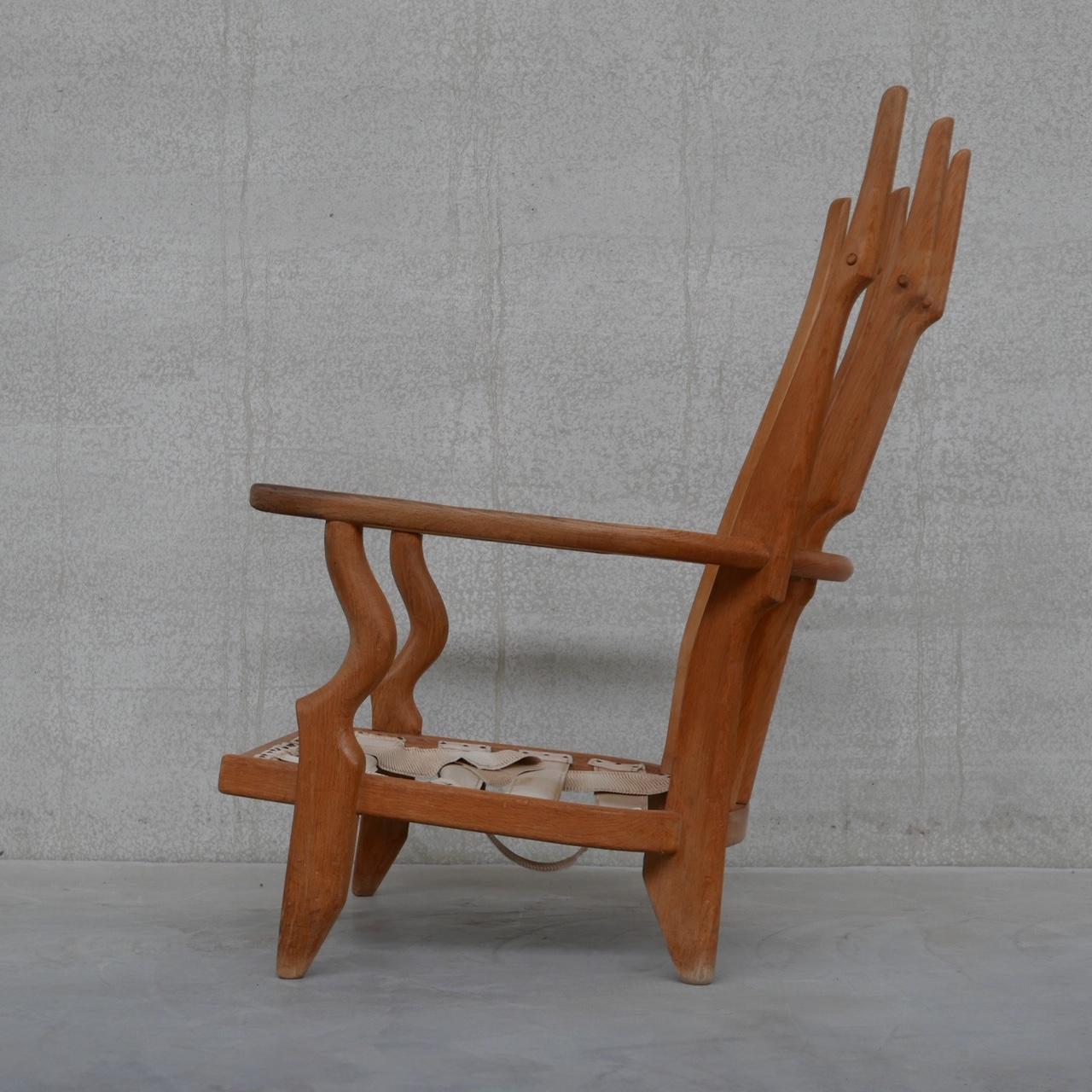 Guillerme et Chambron Oak Mid-Century 'Repos' Armchair For Sale 1