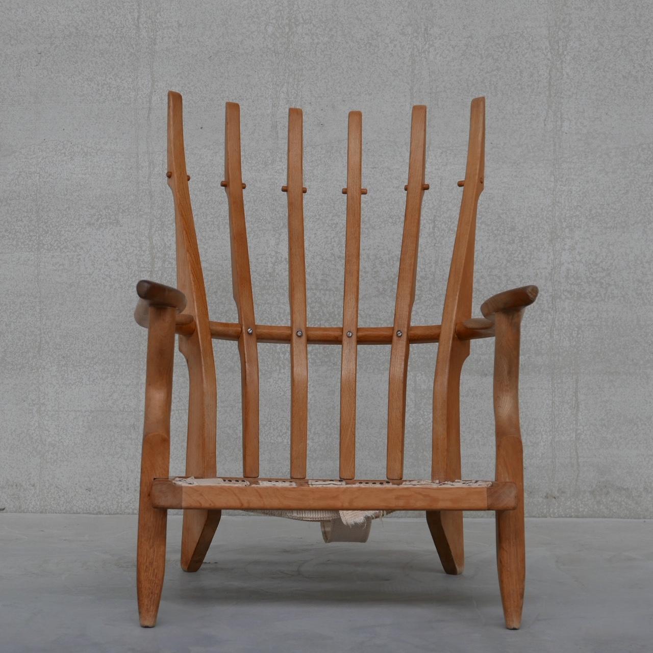Guillerme et Chambron Oak Mid-Century 'Repos' Armchair For Sale 3