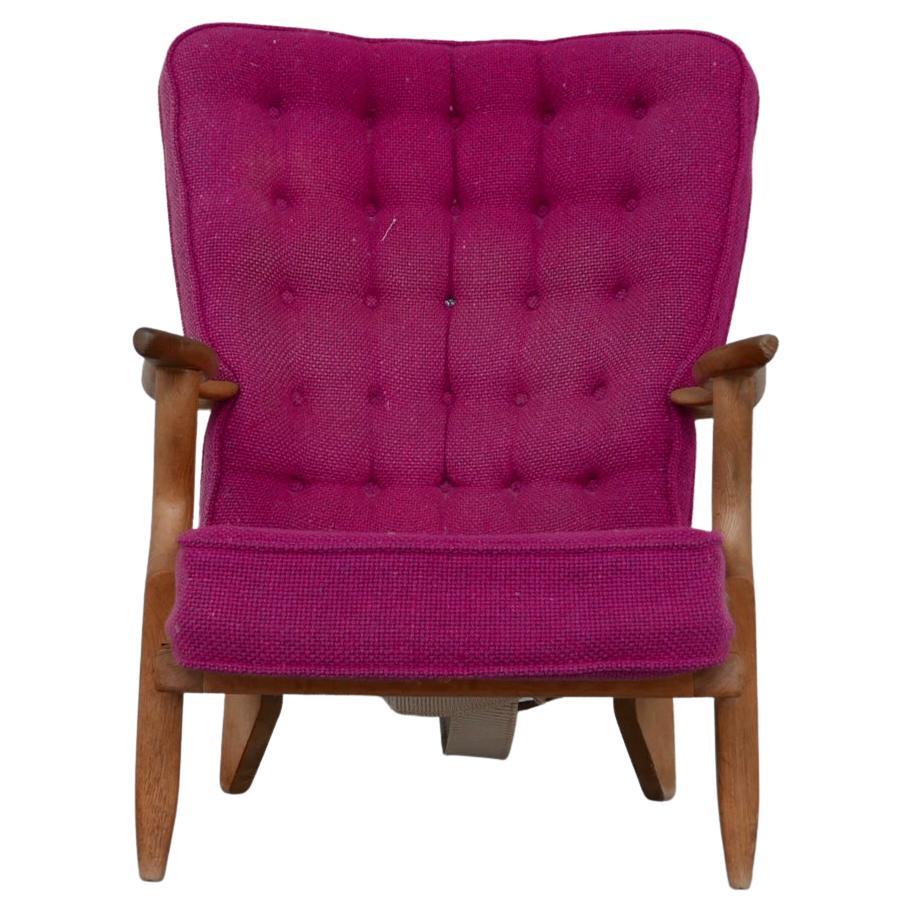 Guillerme et Chambron Oak Mid-Century 'Repos' Armchair