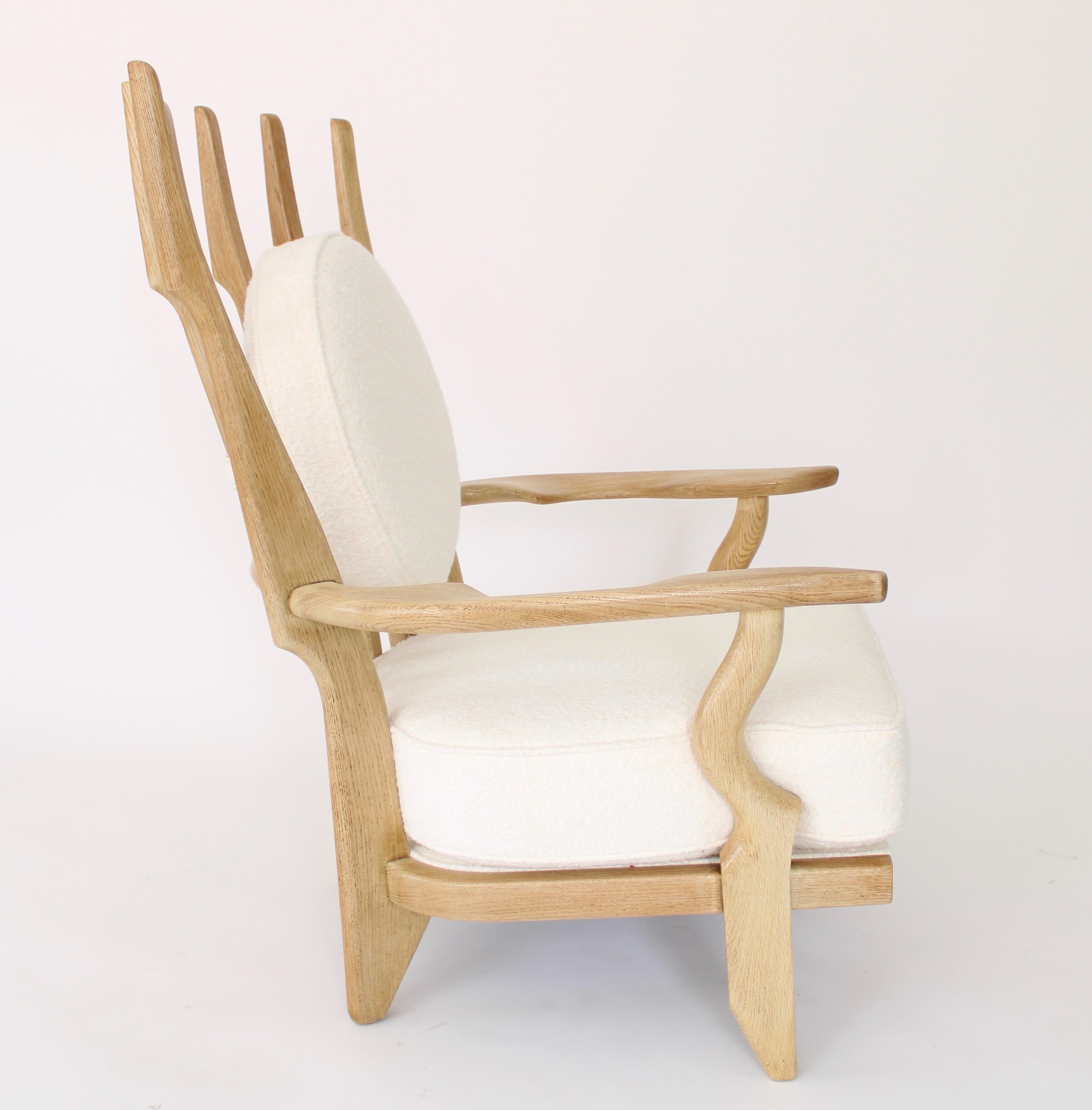 Guillerme et Chambron Oak Pair of Grand Repos French Lounge Chairs Votre Maison 7