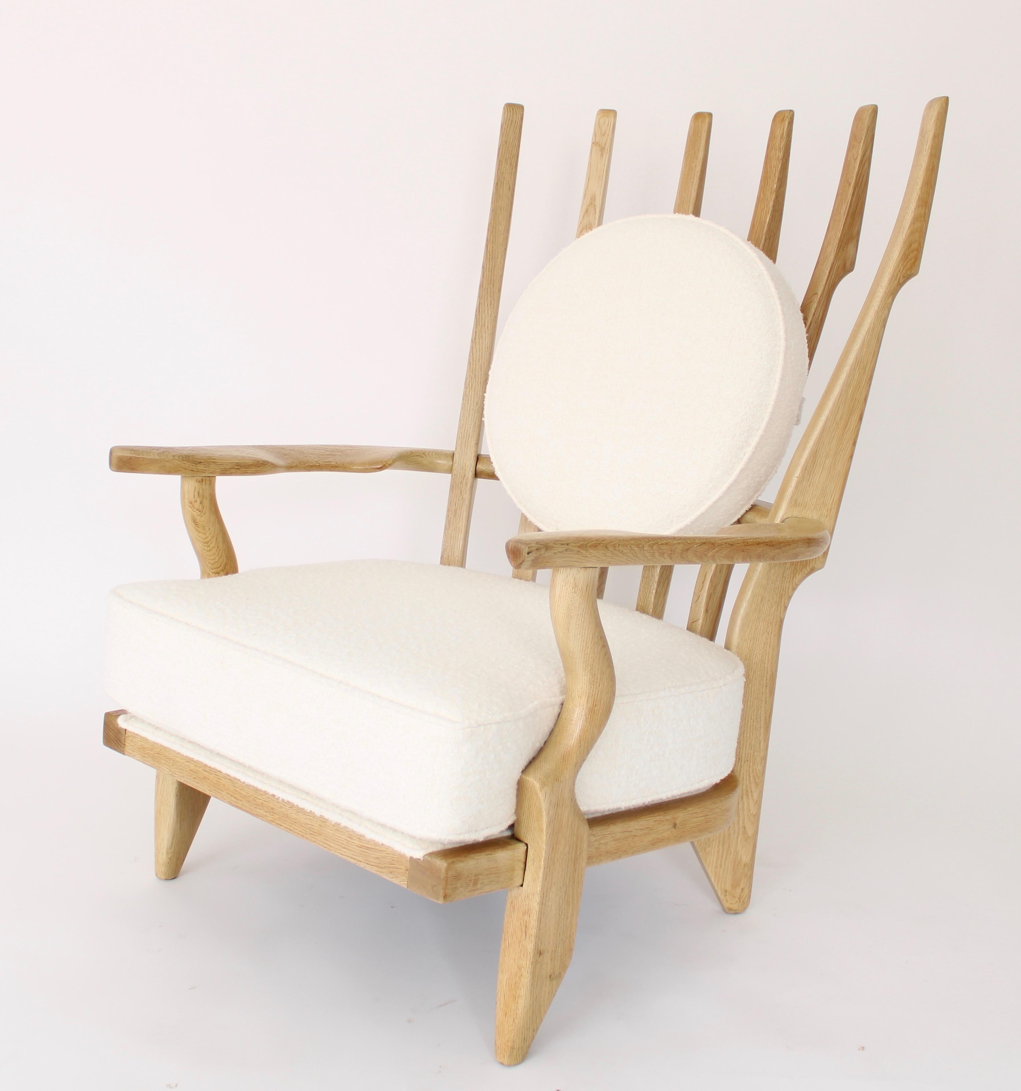 Guillerme et Chambron Oak Pair of Grand Repos French Lounge Chairs Votre Maison 2