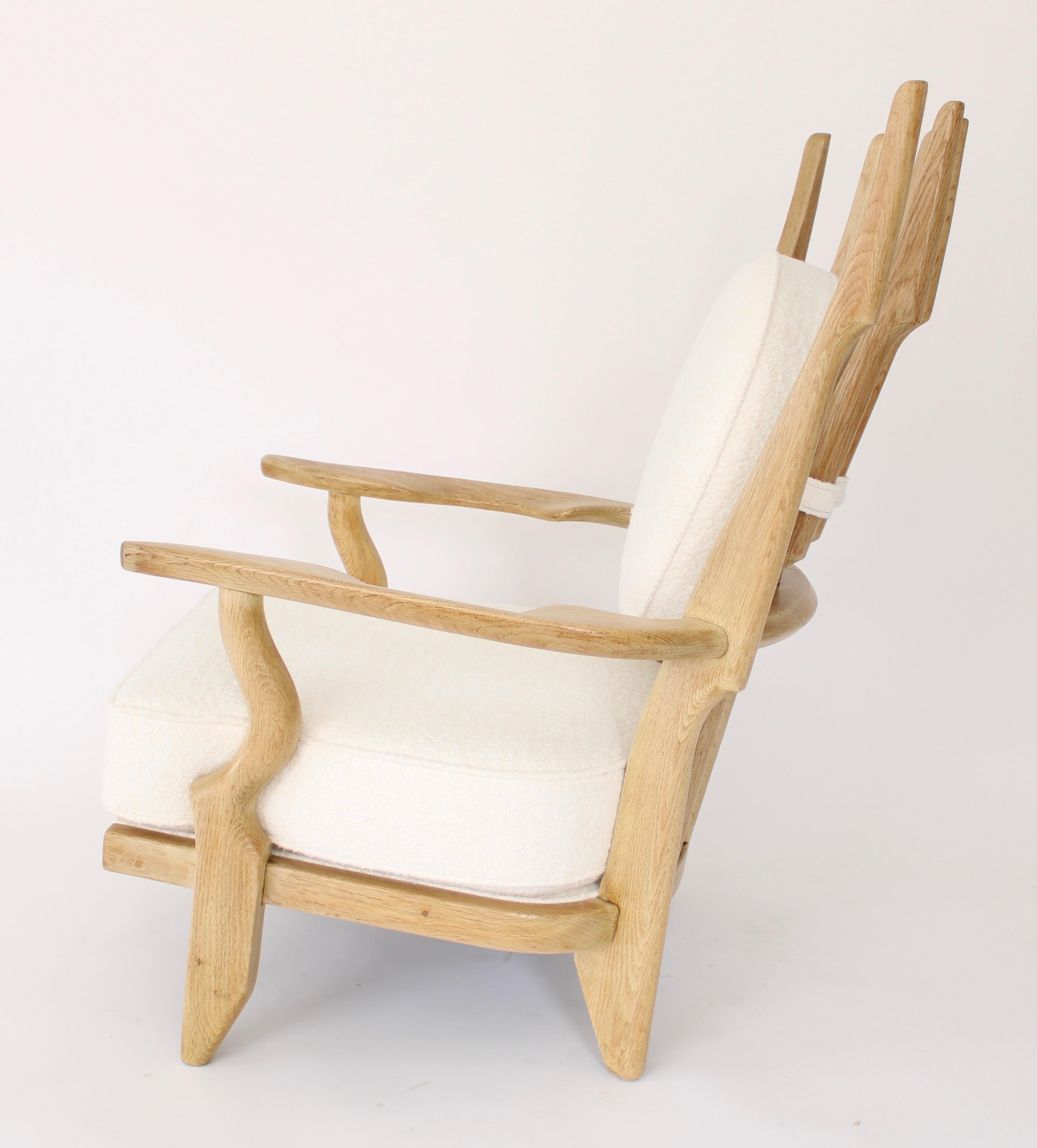 Guillerme et Chambron Oak Pair of Grand Repos French Lounge Chairs Votre Maison 3