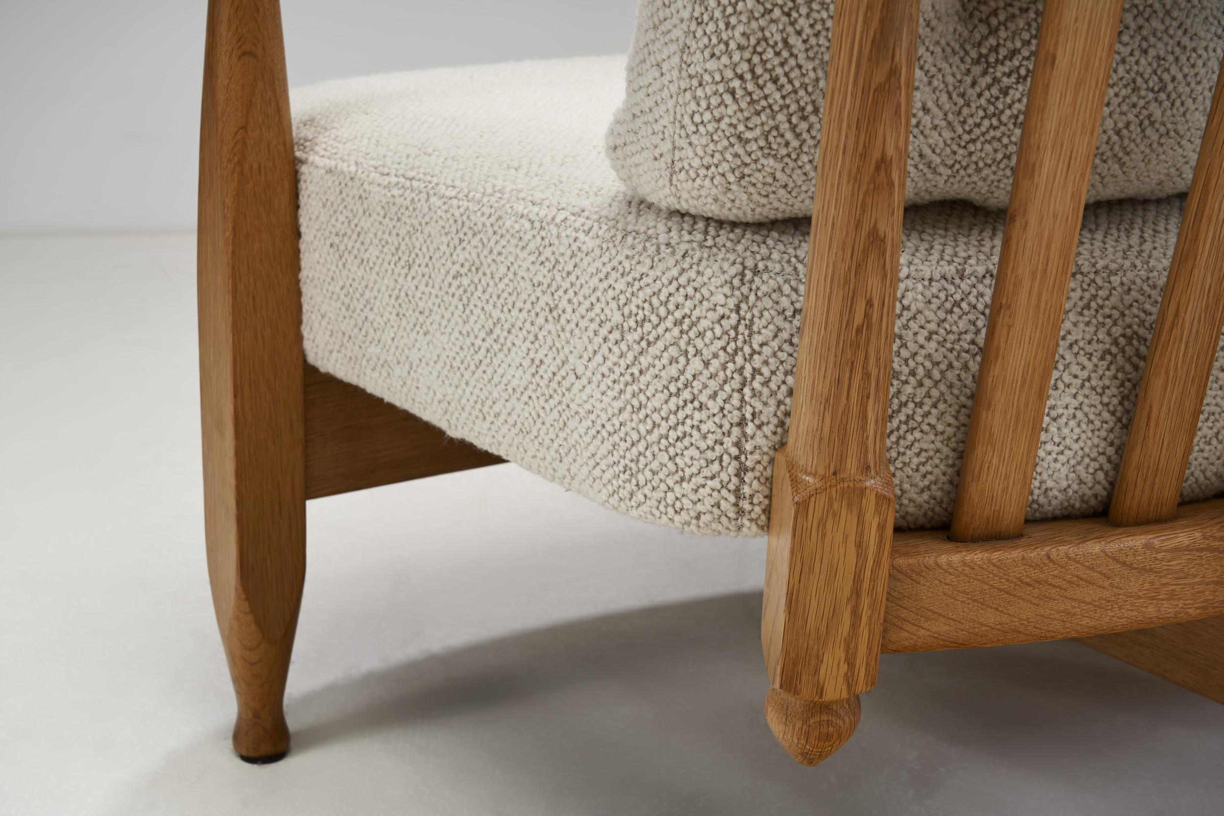 Guillerme et Chambron Oak Settee with Connecting Table, France 1950s en vente 8