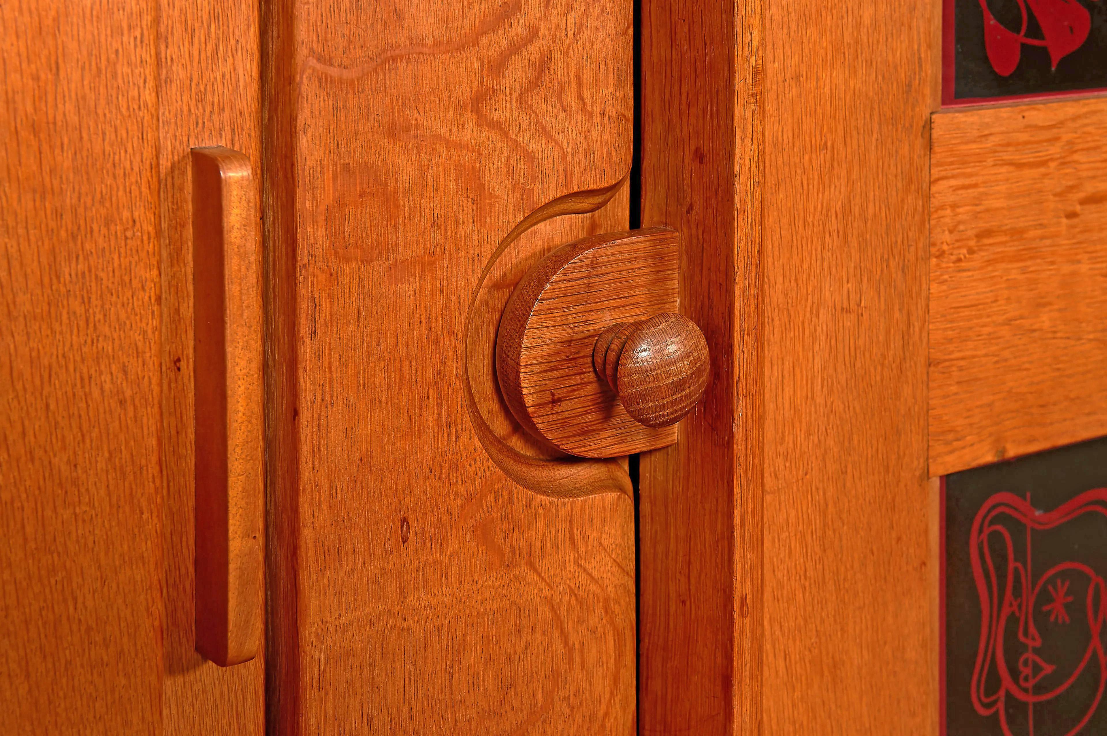 French Guillerme et Chambron, Oak Sideboard Edition Votre Maison, circa 1950-1960 For Sale