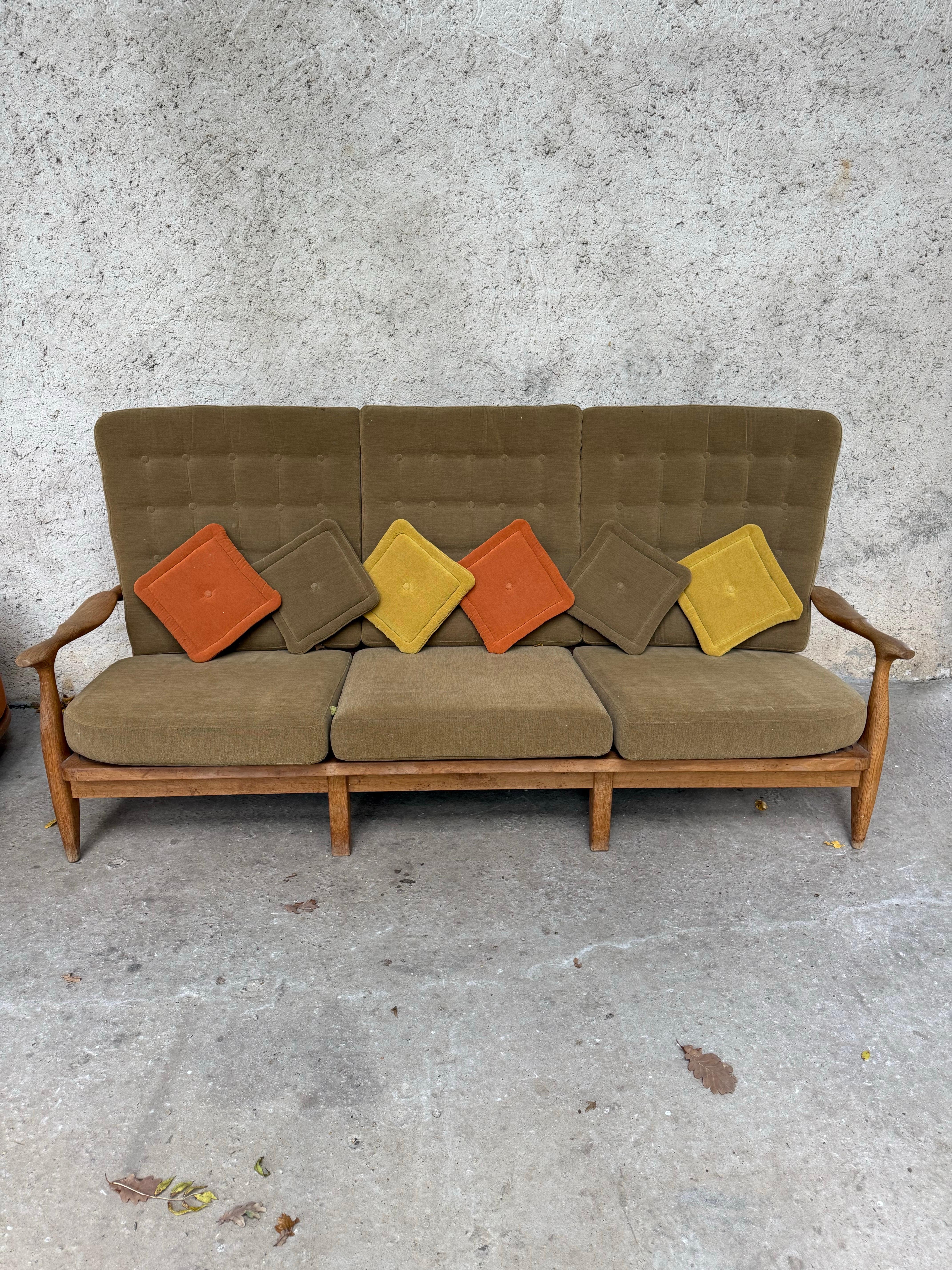 French Guillerme et Chambron oak sofa 