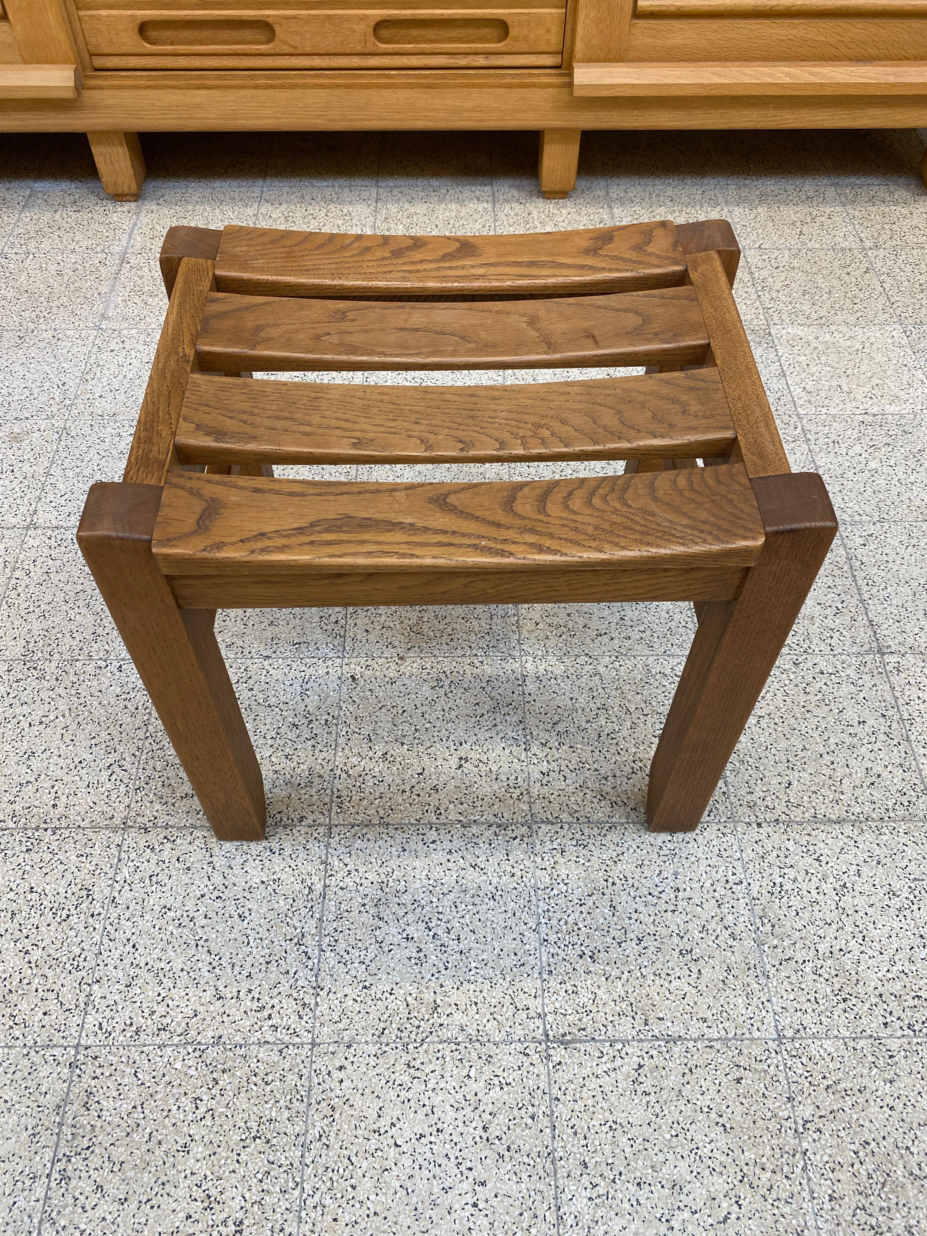 Guillerme et Chambron, oak stool, Edition Votre Maison, circa 1970.