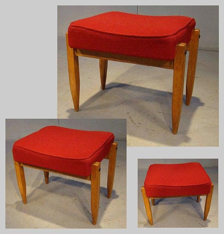 Guillerme et Chambron, oak stool. Edition Votre Maison, circa 1970
original wool fabric in average condition.