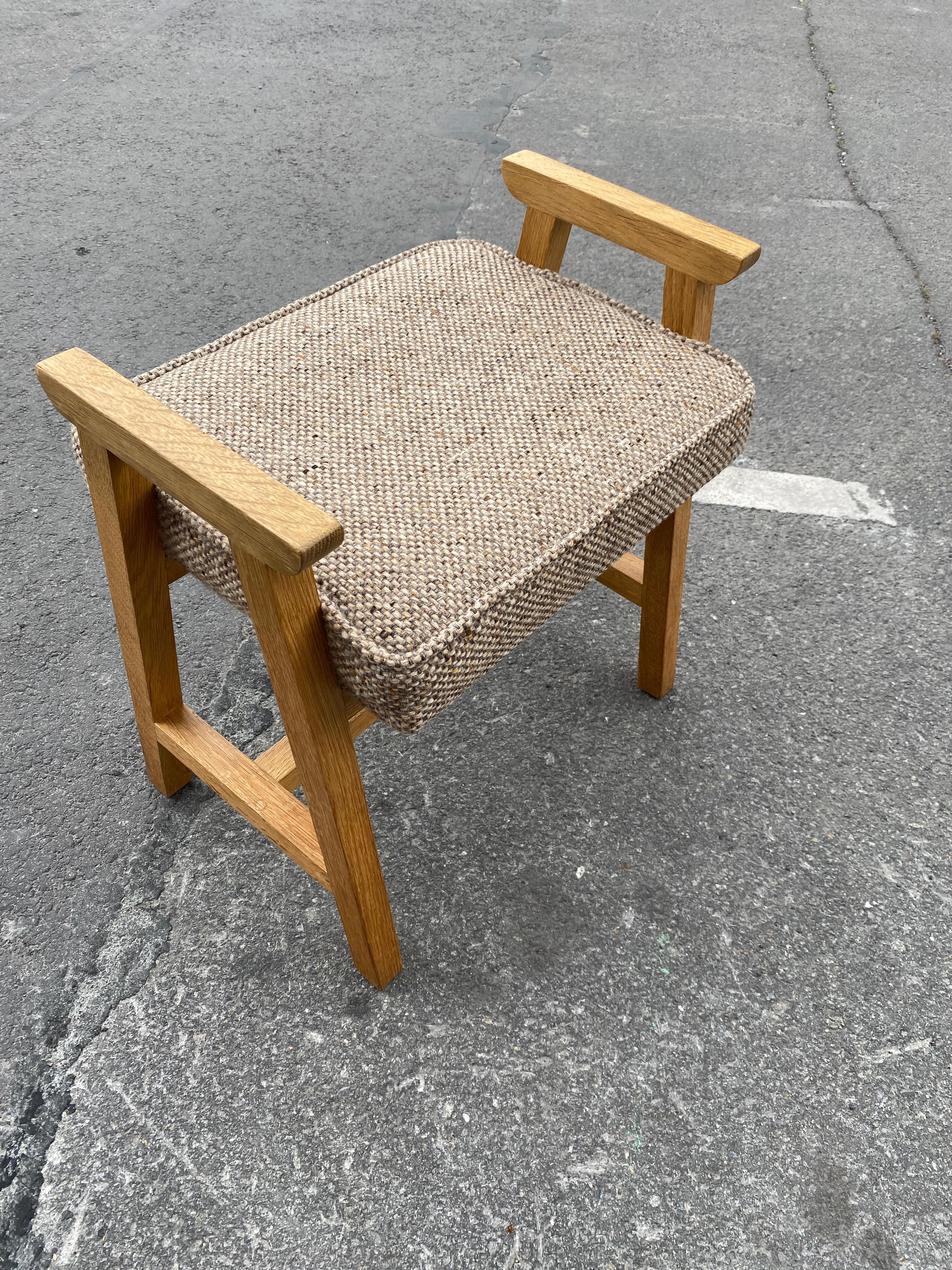 Modern Guillerme et Chambron, Oak Stool, Edition Votre Maison, circa 1970 For Sale