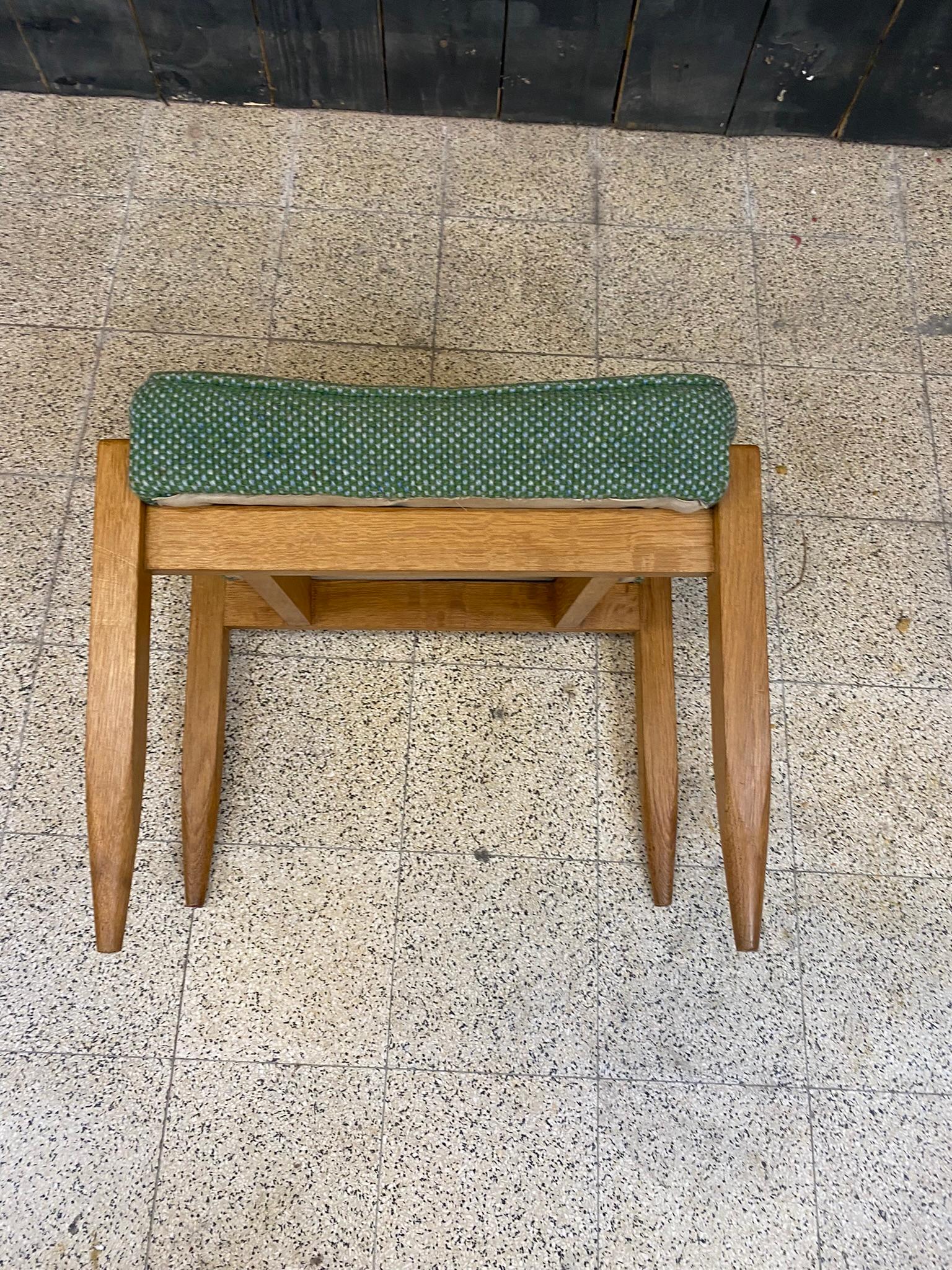 Mid-Century Modern Guillerme et Chambron, Oak Stool, Edition Votre Maison, circa 1970