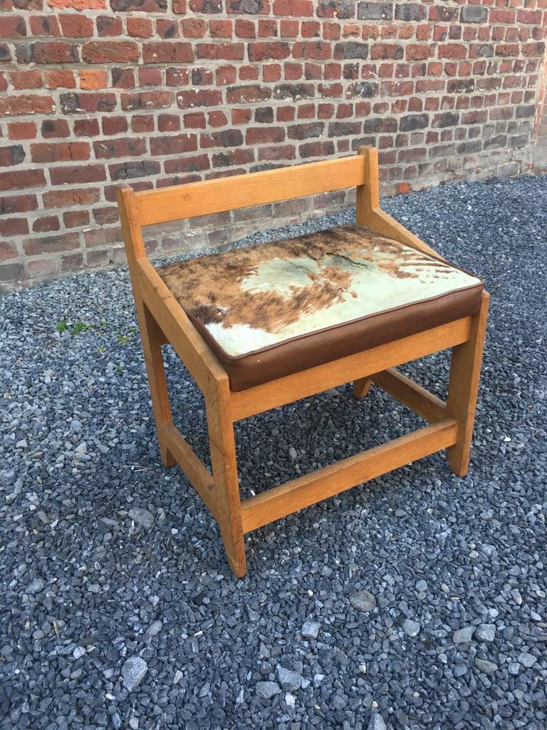 Guillerme et Chambron, Oak Stool, Edition Votre Maison, circa 1970 (Französisch) im Angebot