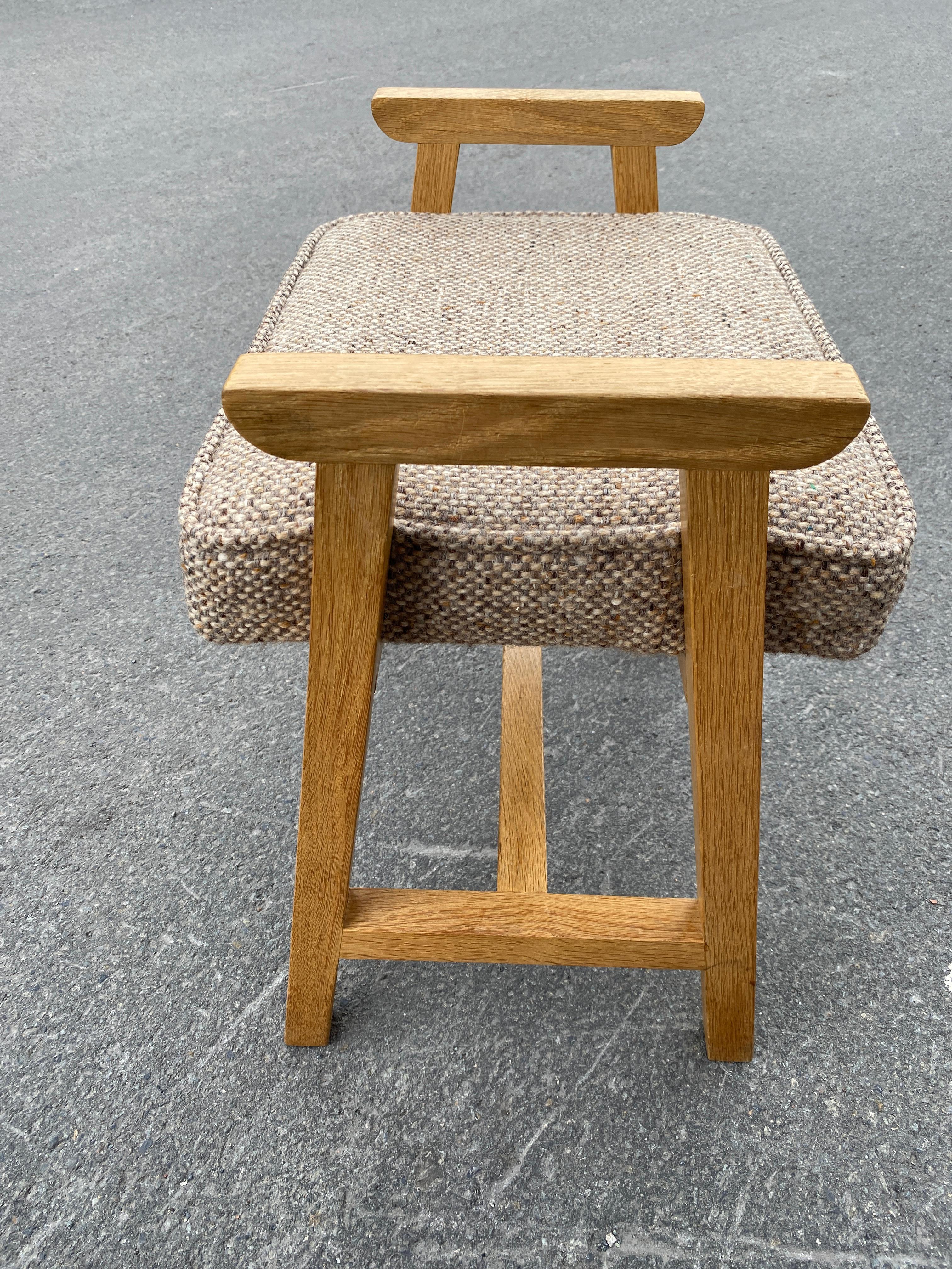 20th Century Guillerme et Chambron, Oak Stool, Edition Votre Maison, circa 1970 For Sale