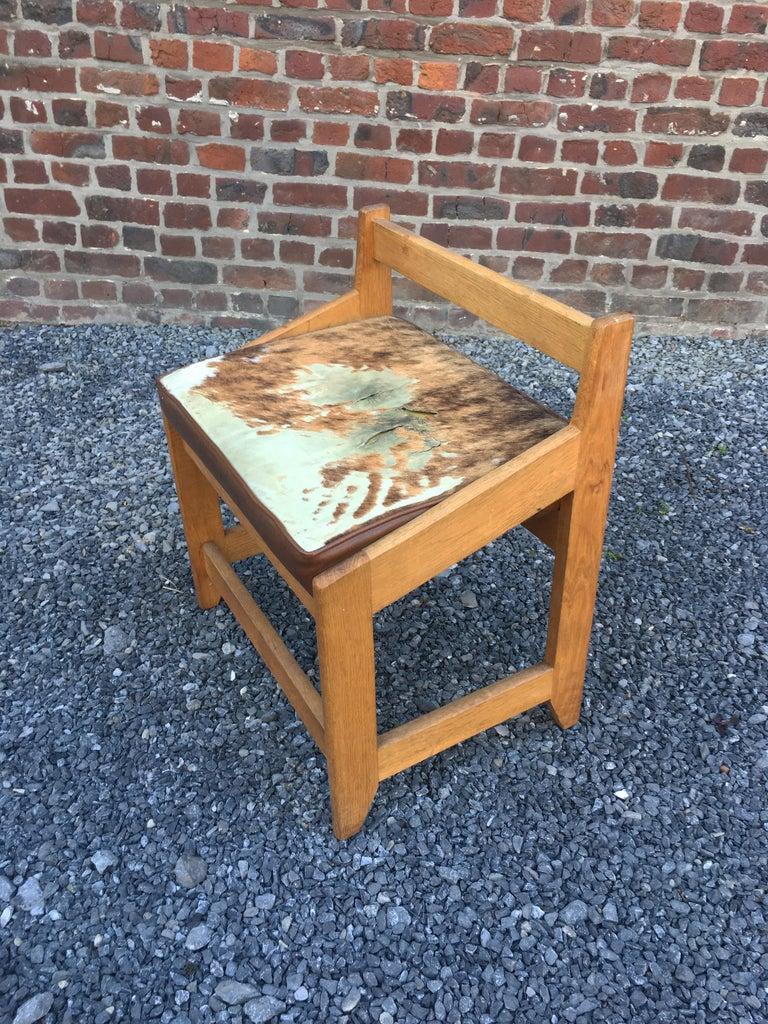 Guillerme et Chambron, Oak Stool, Edition Votre Maison, circa 1970 im Angebot 2