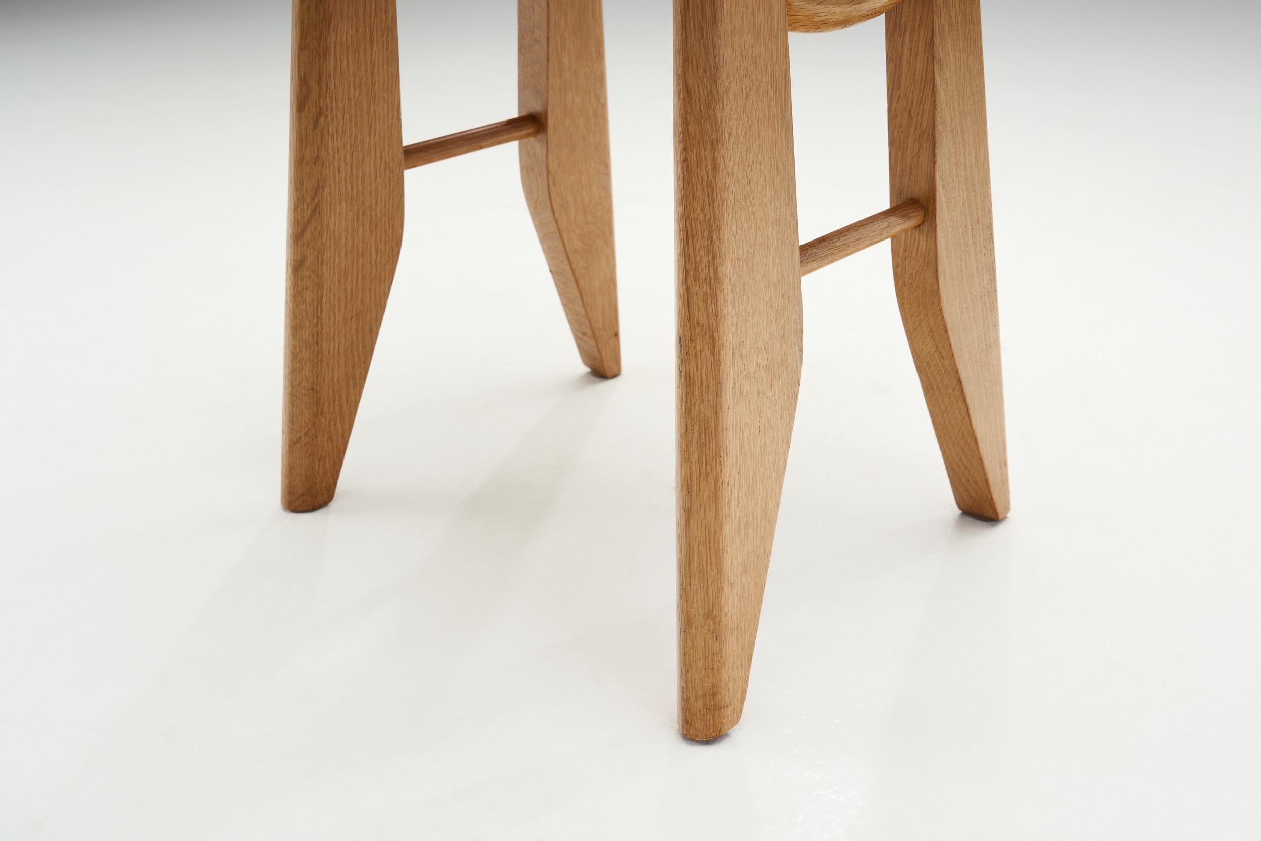 Guillerme et Chambron Oak Stool for Votre Maison, France 1950s For Sale 6