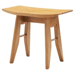 Used Guillerme et Chambron Oak Stool for Votre Maison, France 1950s