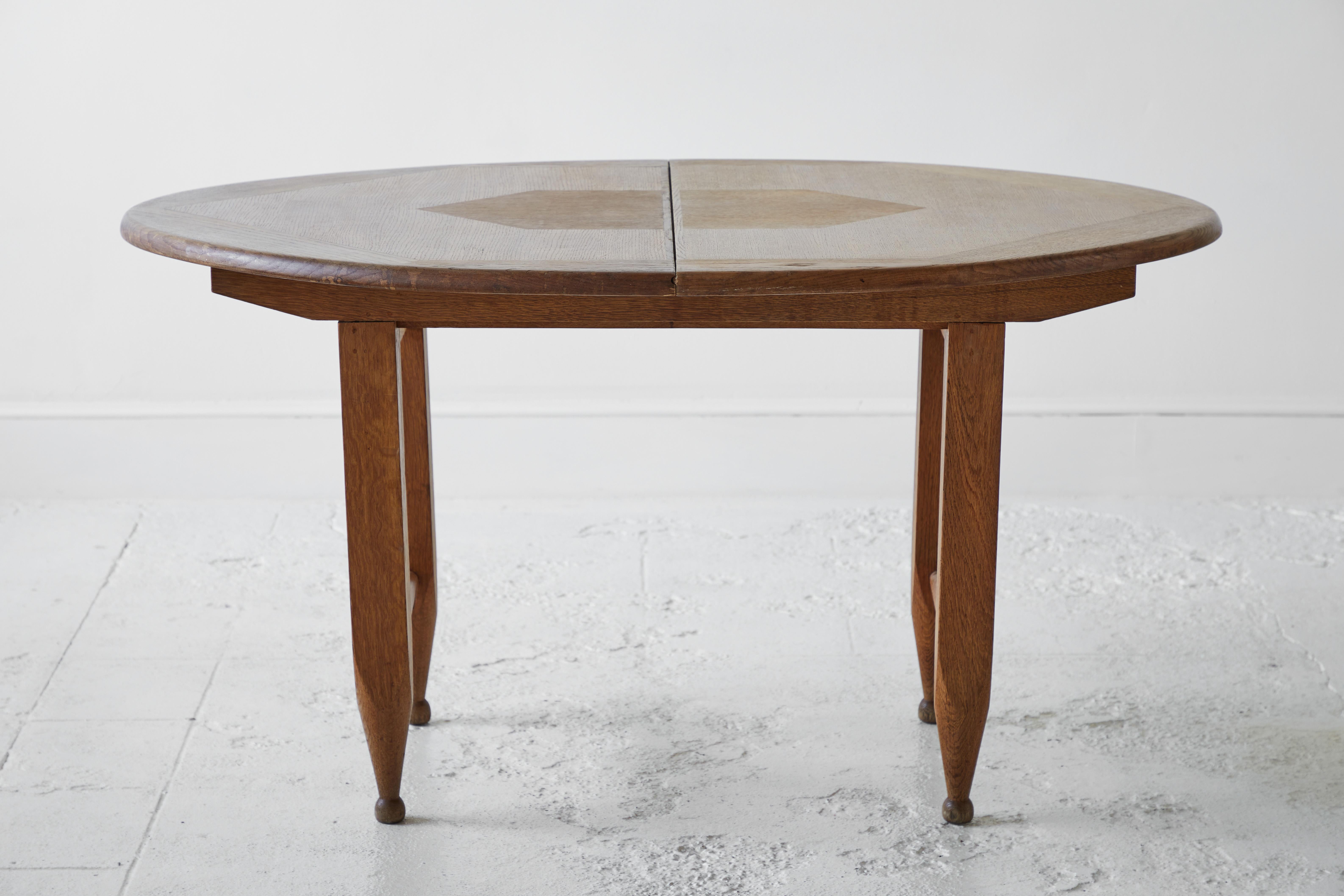 Guillerme et Chambron, Oak Table, circa 1960 In Good Condition In Los Angeles, CA
