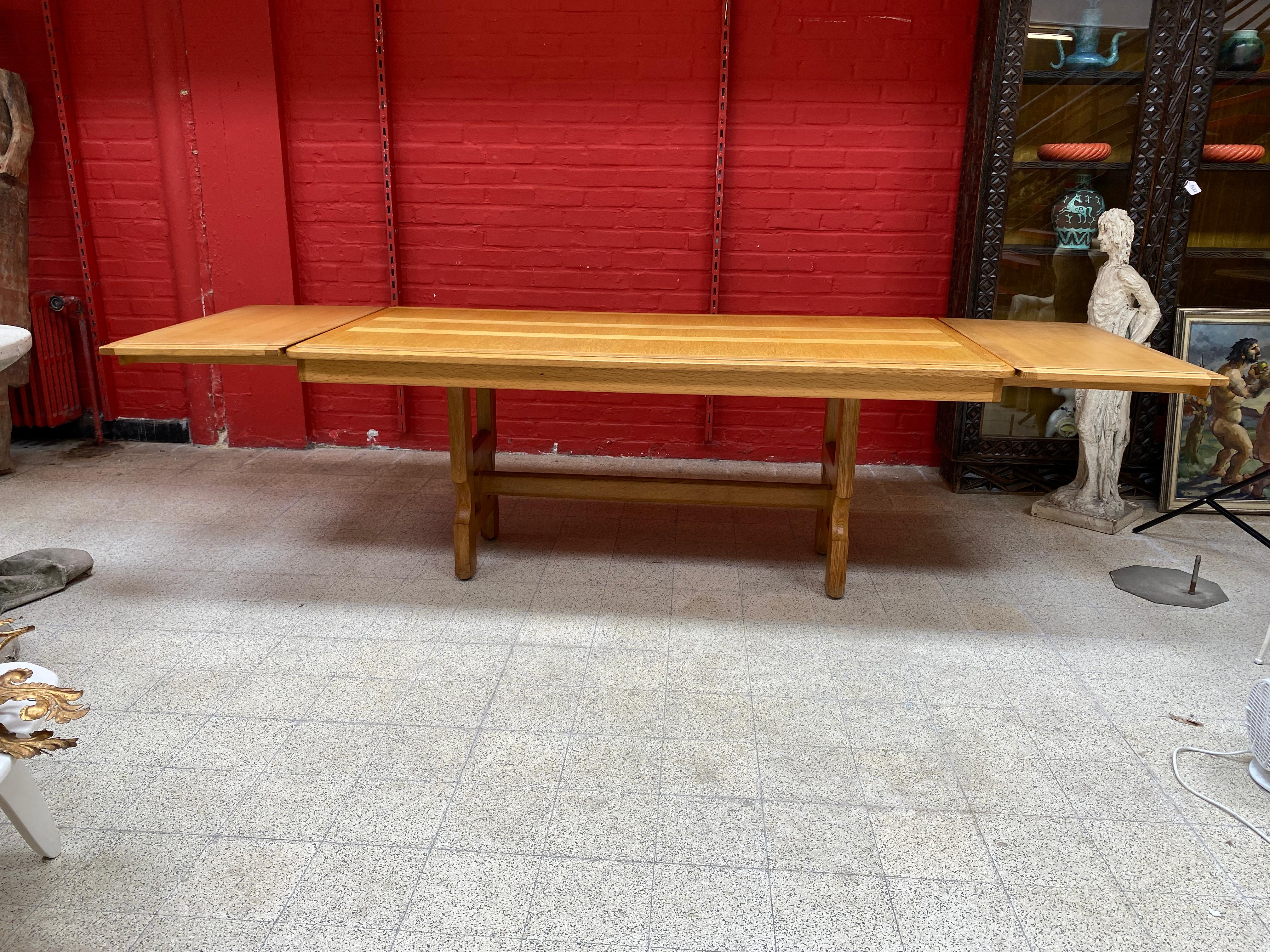 Guillerme et Chambron, Oak Table, circa 1970 For Sale 10