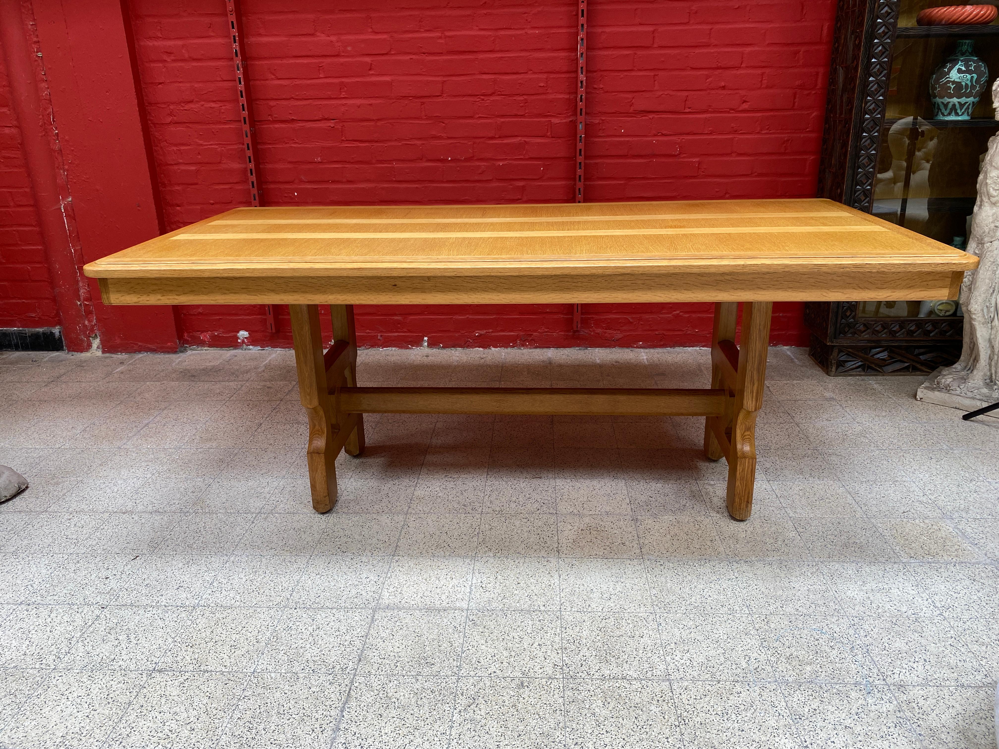 French Guillerme et Chambron, Oak Table, circa 1970 For Sale