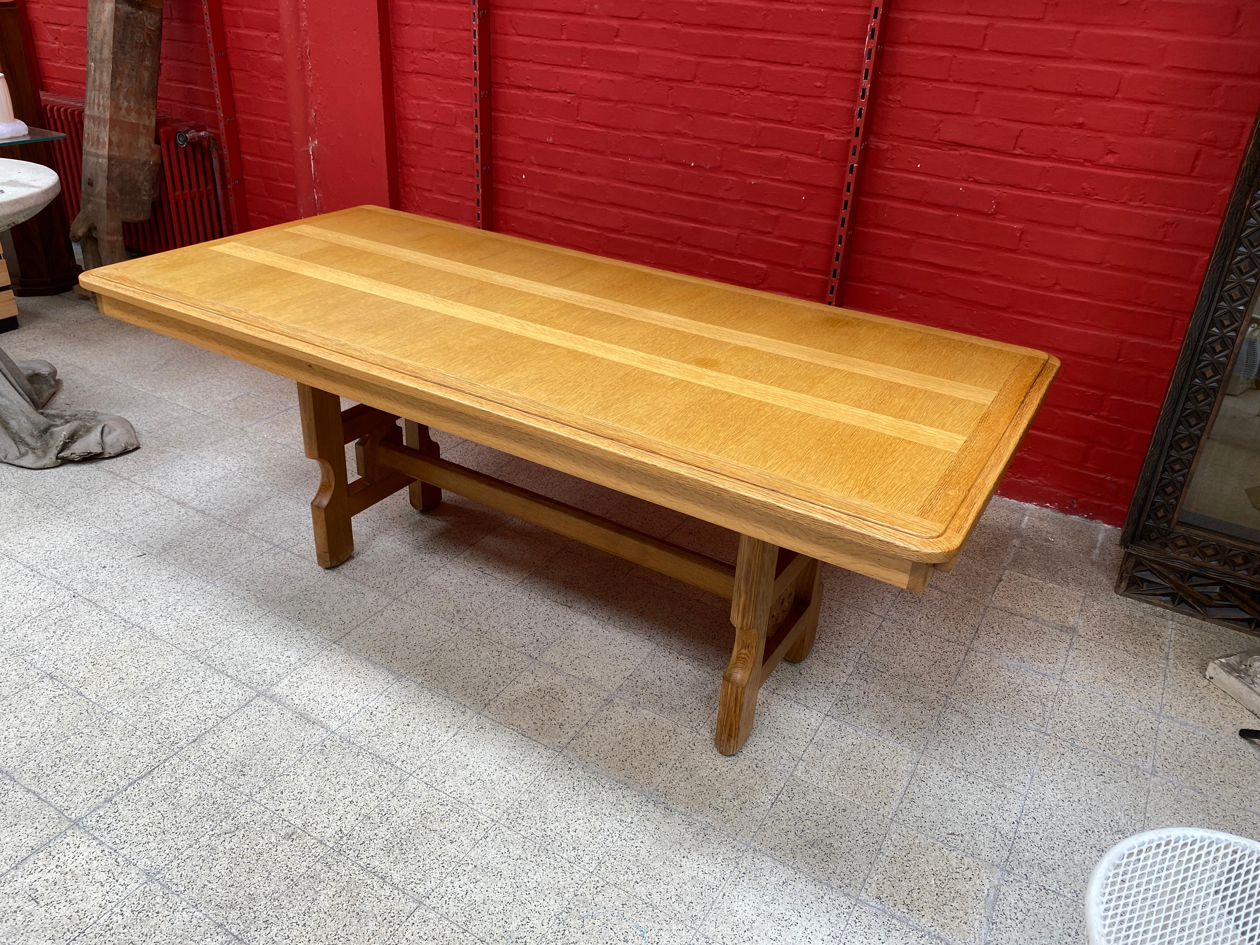 Late 20th Century Guillerme et Chambron, Oak Table, circa 1970 For Sale