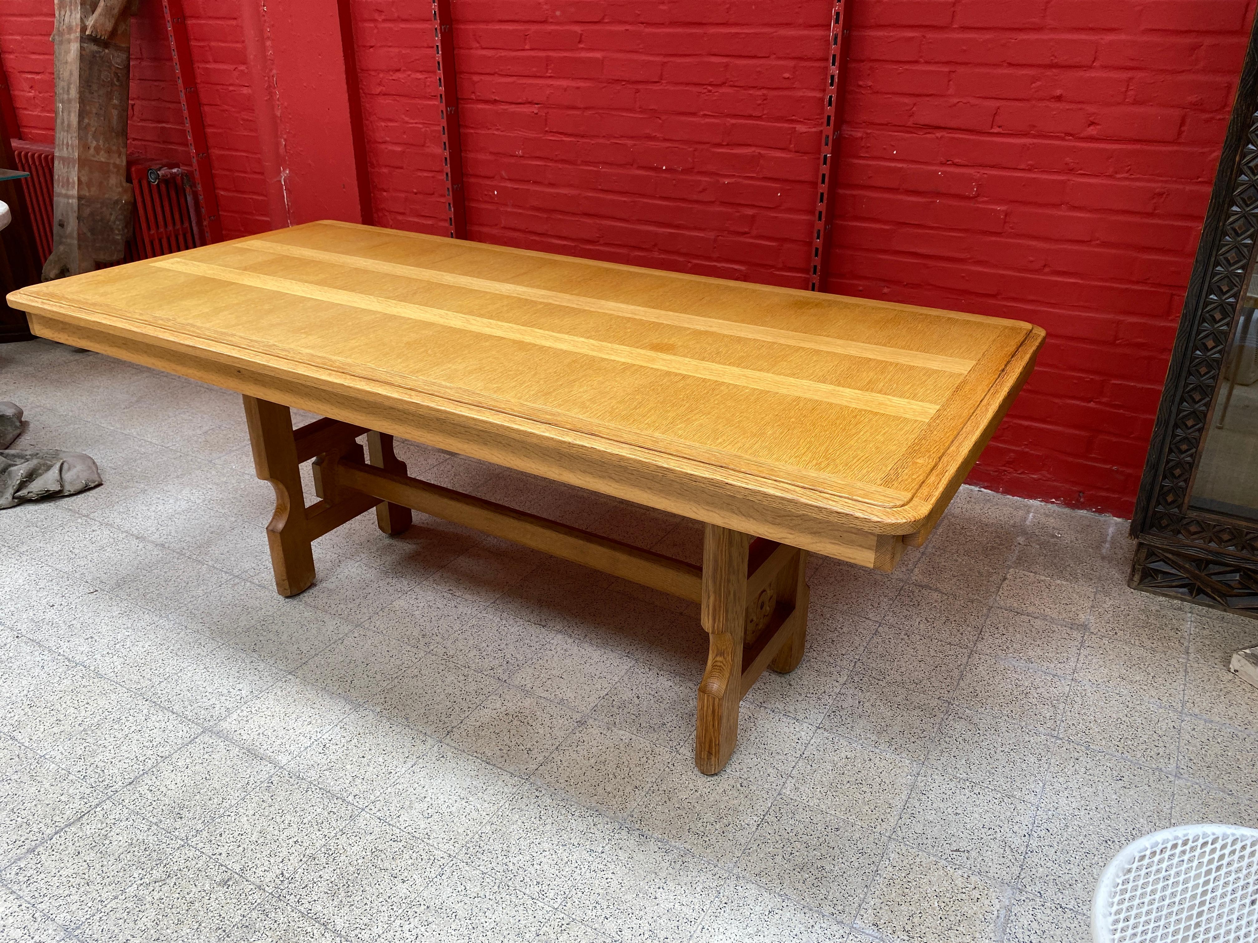 Guillerme et Chambron, Oak Table, circa 1970 For Sale 2