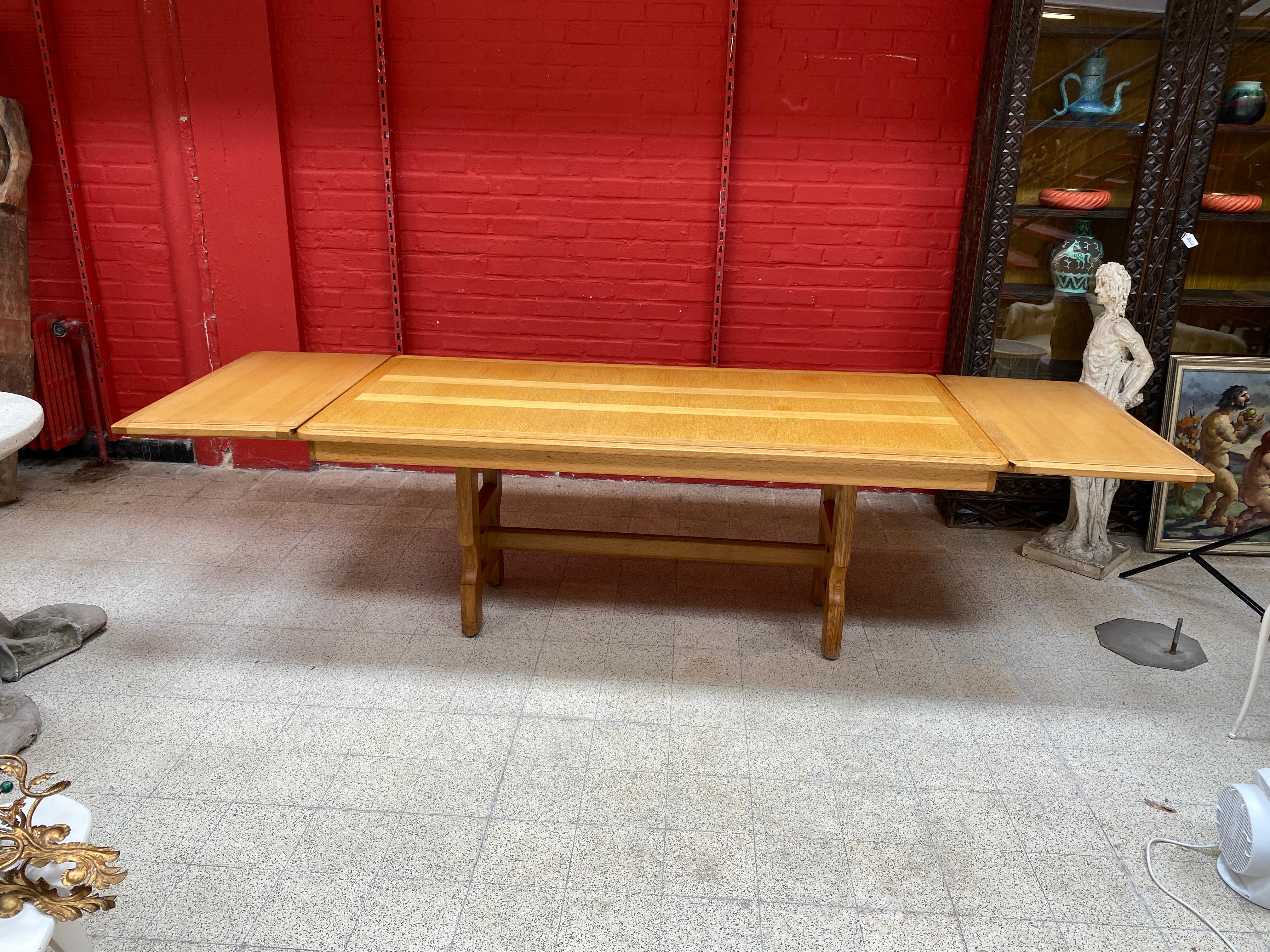 Guillerme et Chambron, Oak Table, circa 1970 For Sale 3