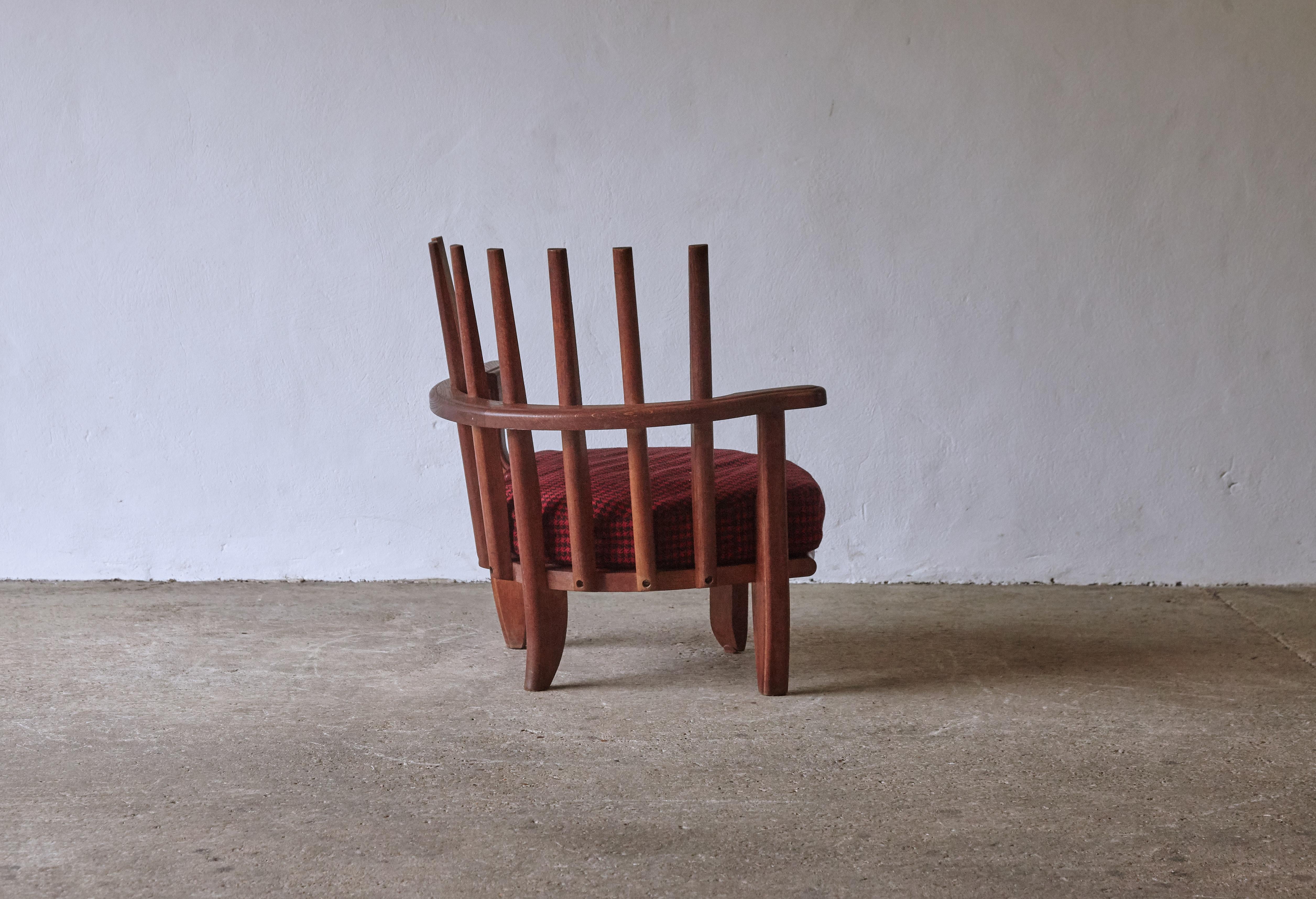 Guillerme et Chambron Oak Tricoteuse Chair, France, 1960s  6