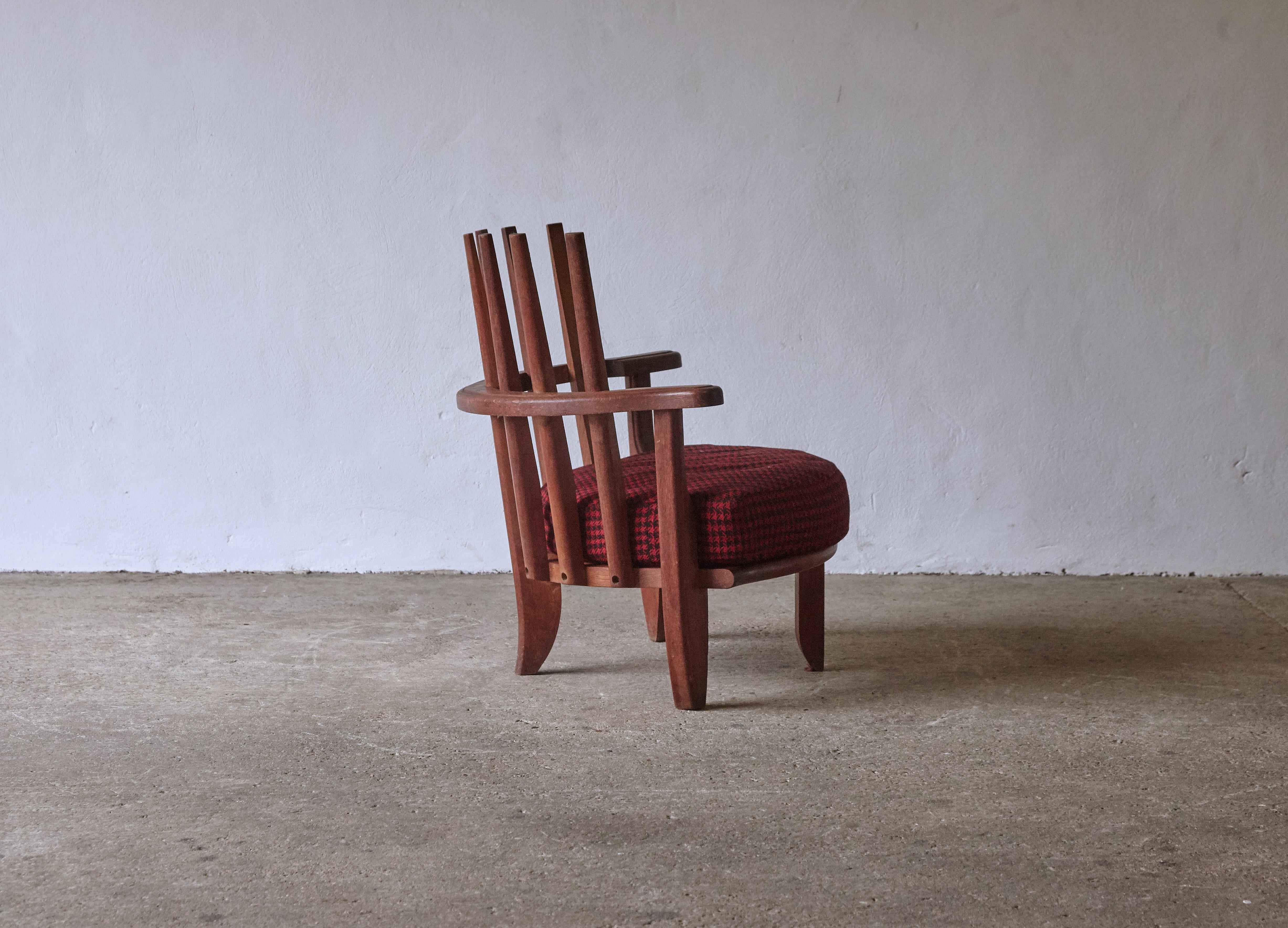 Guillerme et Chambron Oak Tricoteuse Chair, France, 1960s  7