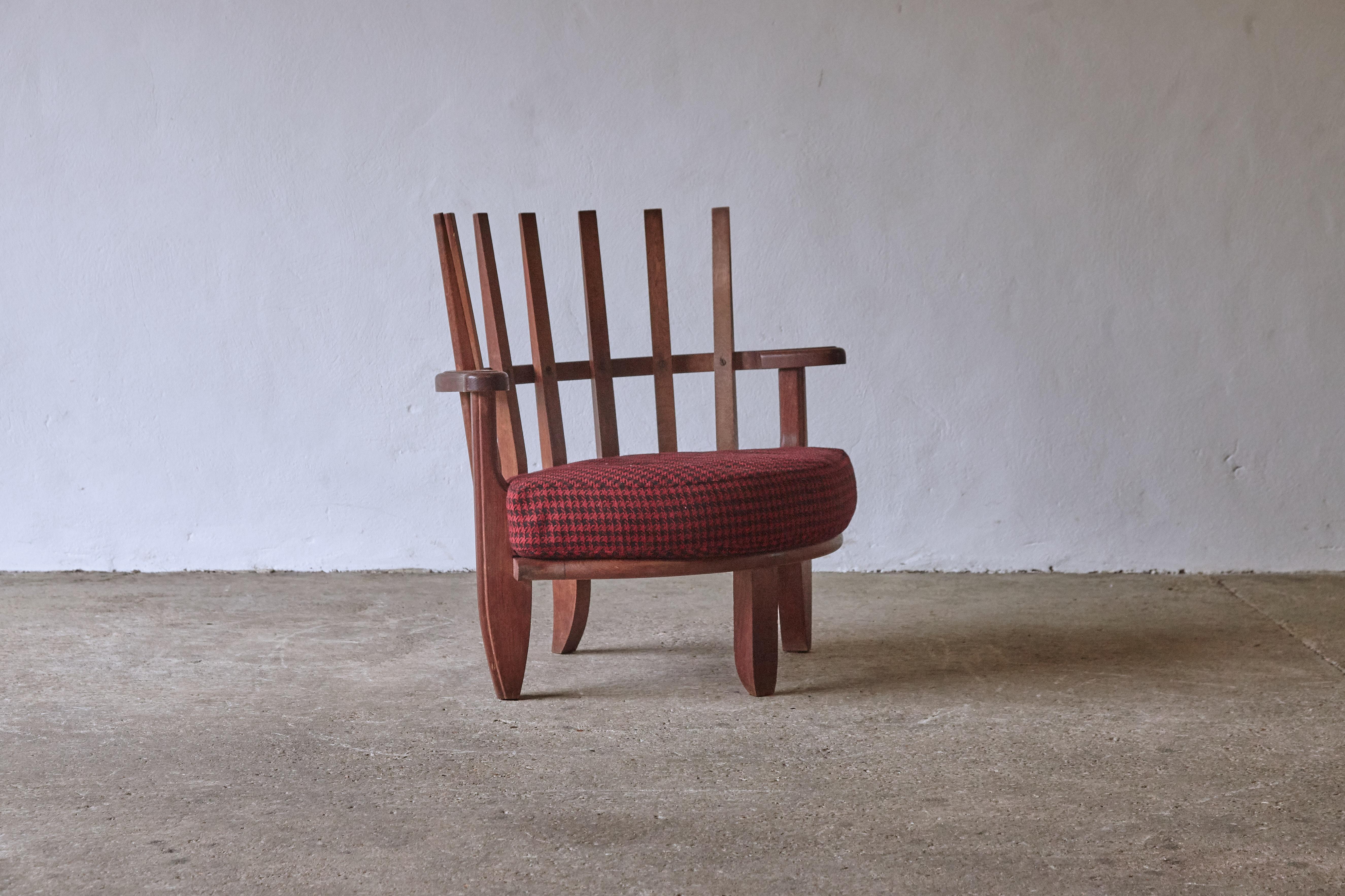 Guillerme et Chambron Oak Tricoteuse Chair, France, 1960s  8