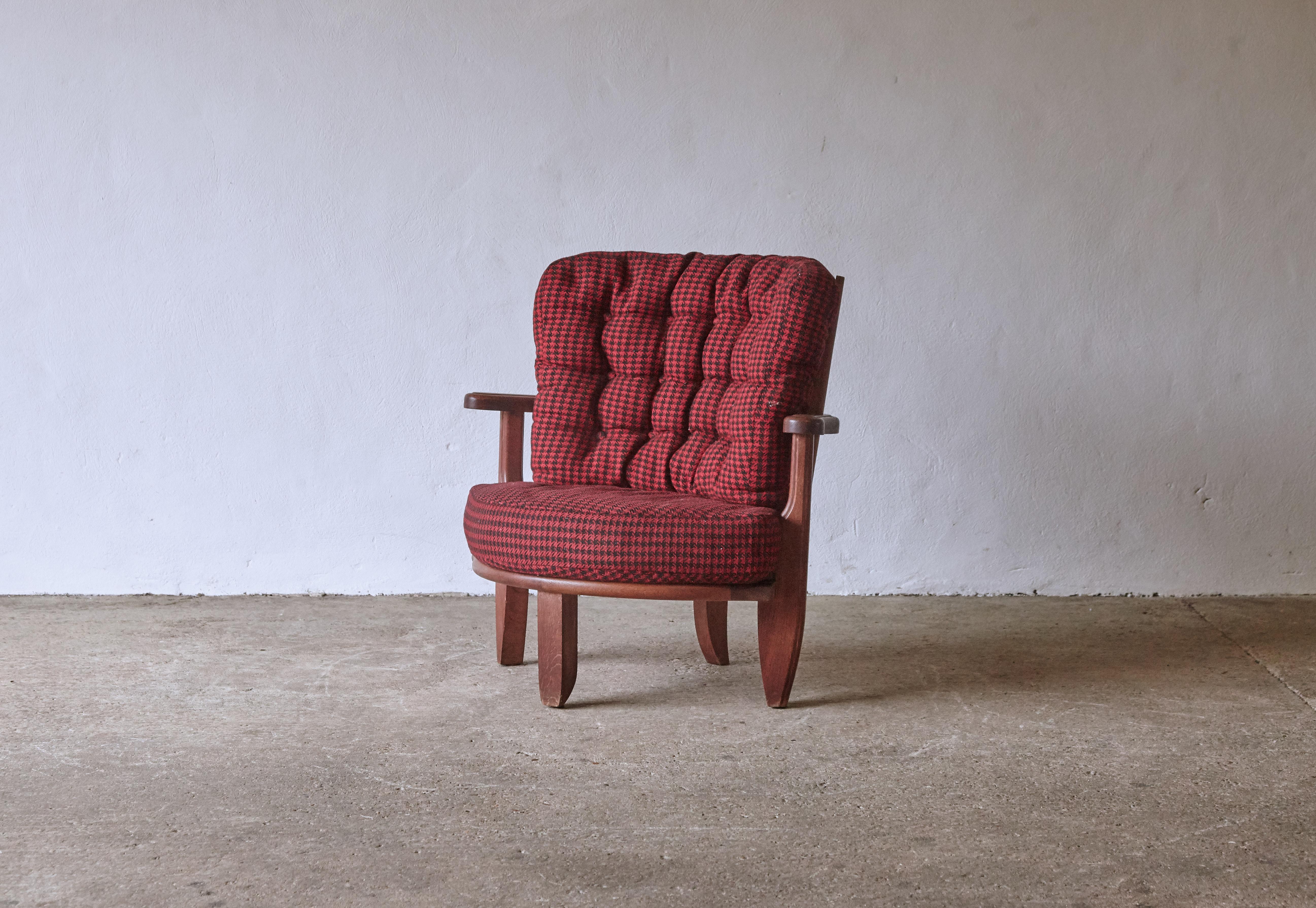Guillerme et Chambron Oak Tricoteuse Chair, France, 1960s  In Good Condition In London, GB