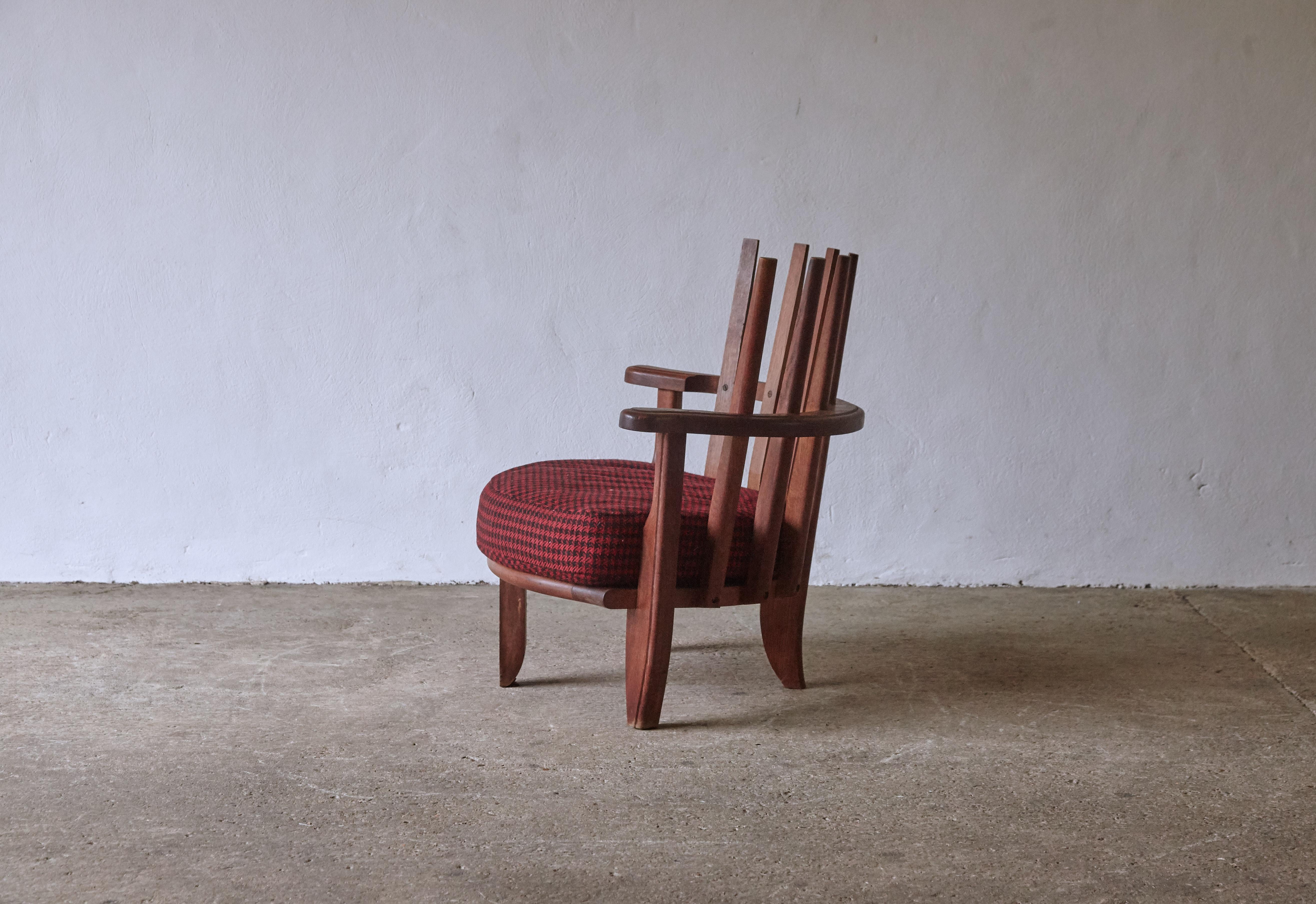 Guillerme et Chambron Oak Tricoteuse Chair, France, 1960s  1