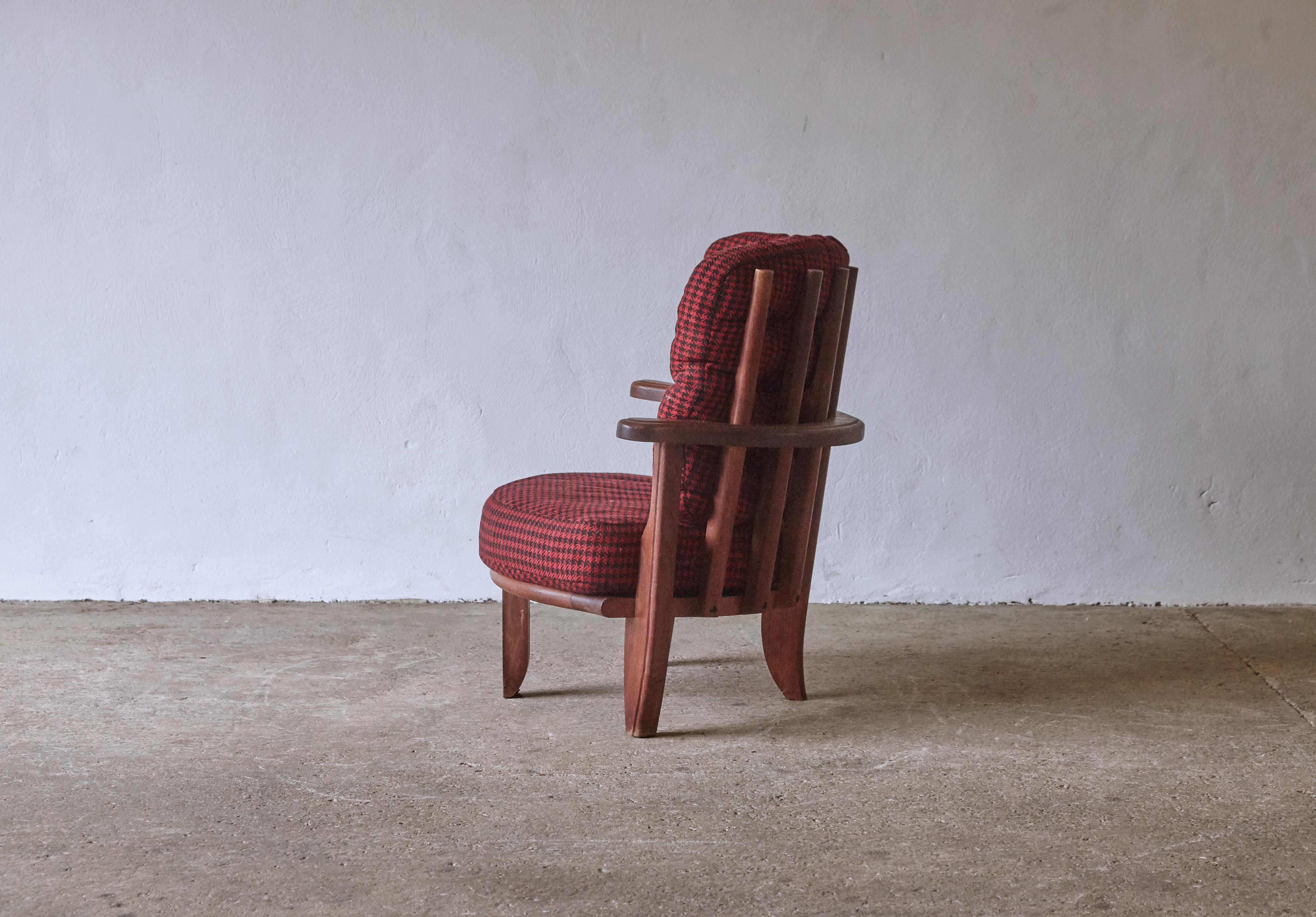 Guillerme et Chambron Oak Tricoteuse Chair, France, 1960s  2