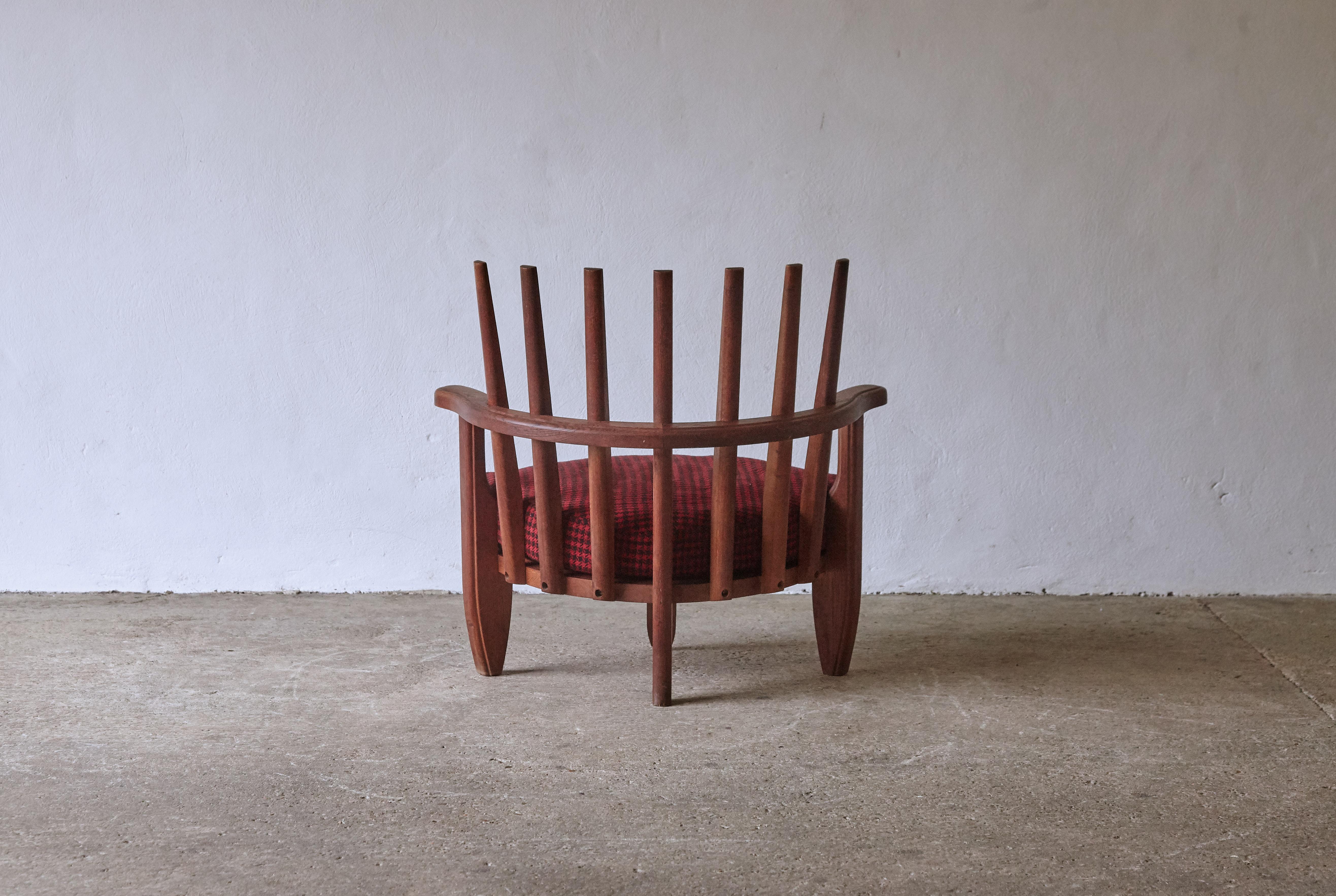 Guillerme et Chambron Oak Tricoteuse Chair, France, 1960s  3