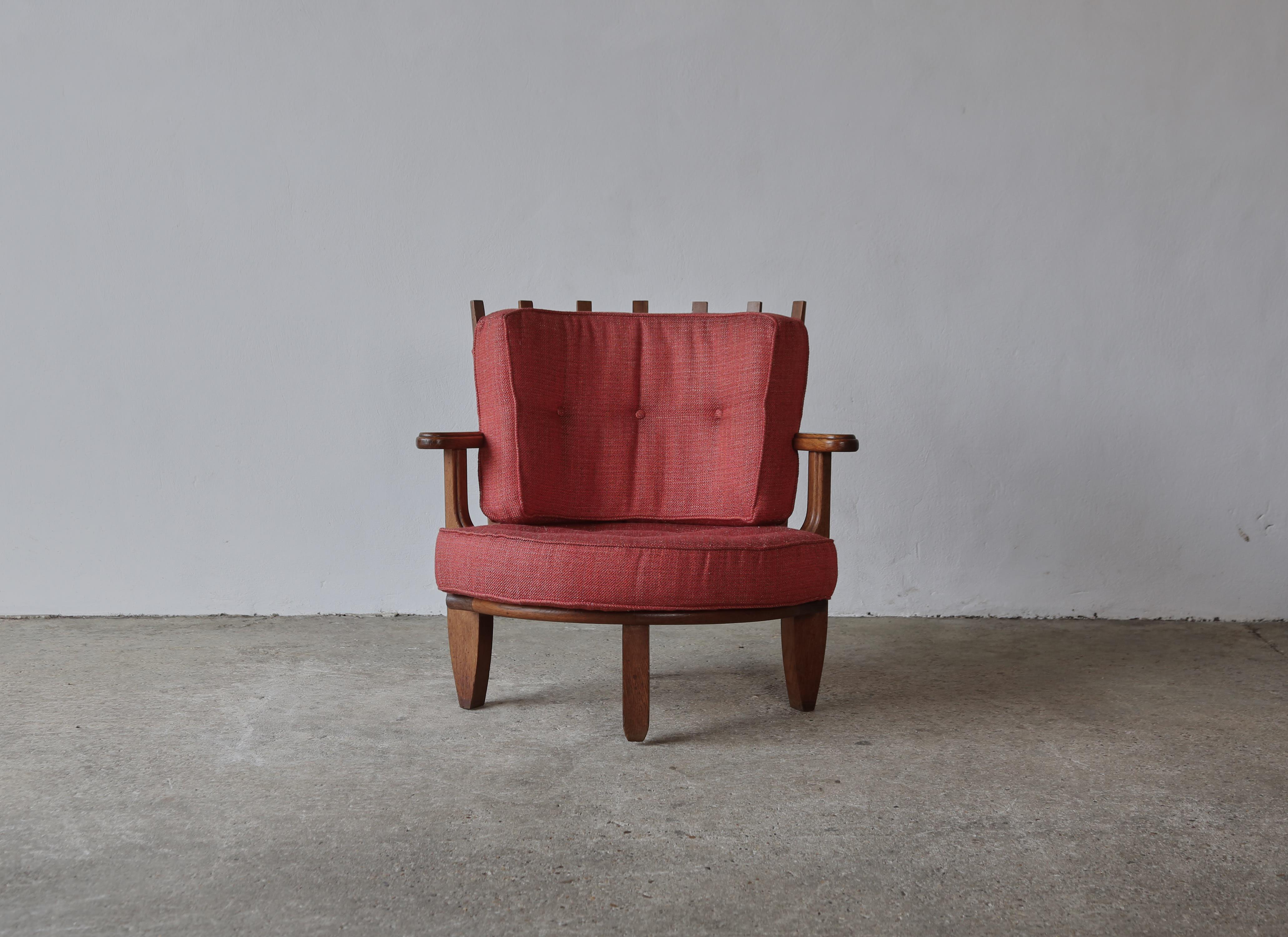 Guillerme et Chambron Oak Tricoteuse Corner Chair, France, 1960s  For Sale 4