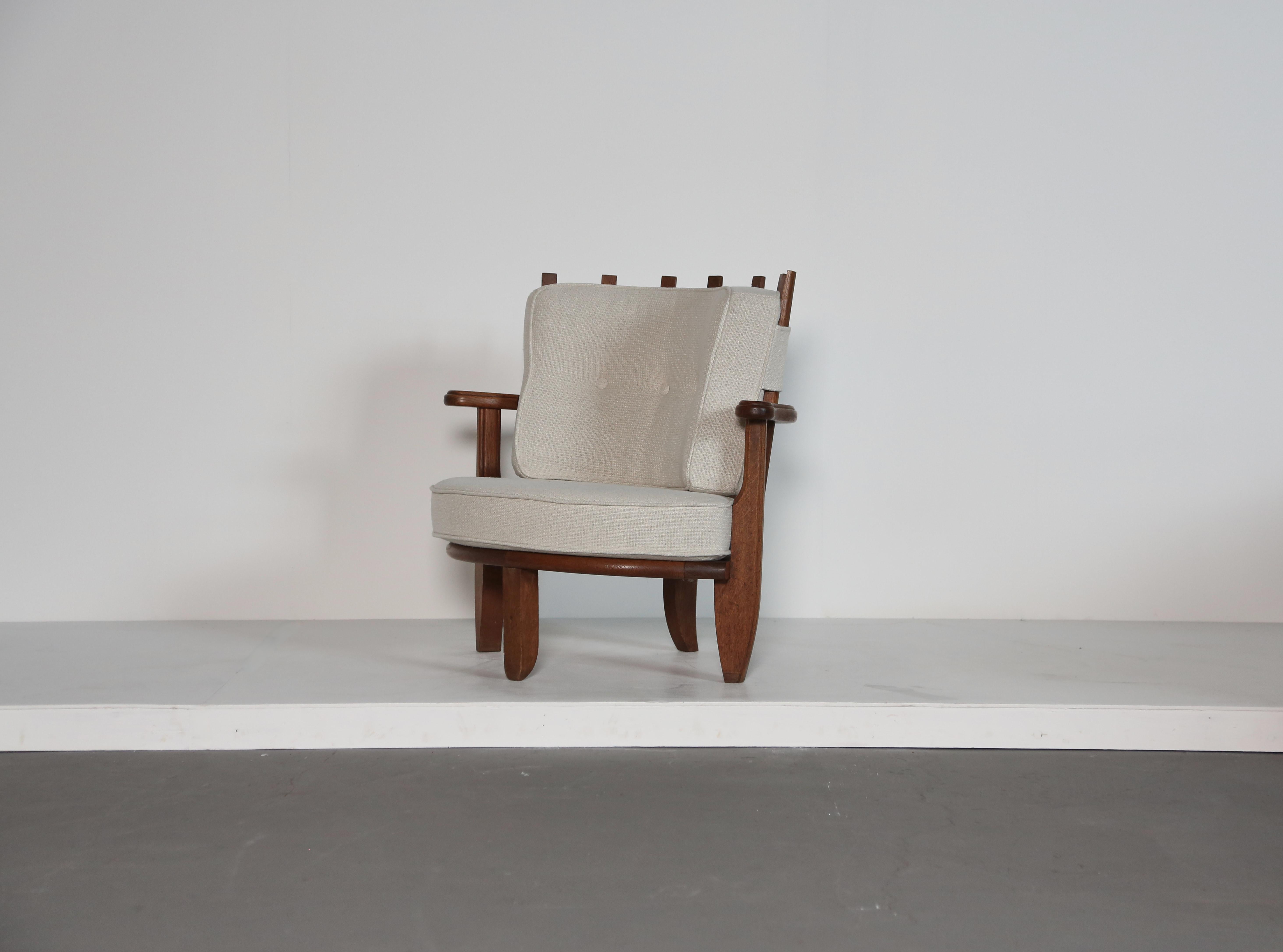 Guillerme et Chambron Oak Tricoteuse Corner Chair, France, 1960s For Sale 5