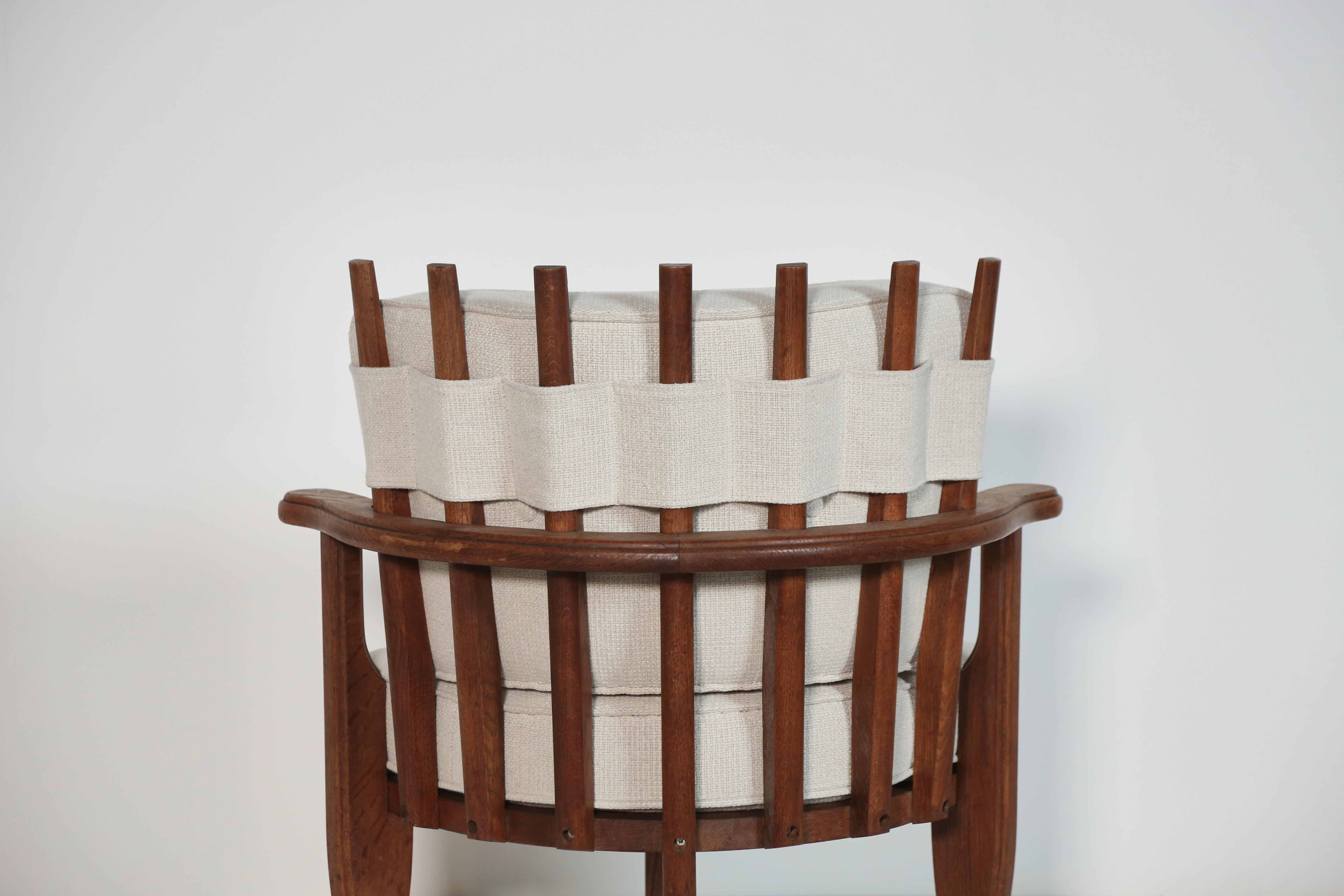 20th Century Guillerme et Chambron Oak Tricoteuse Corner Chair, France, 1960s For Sale