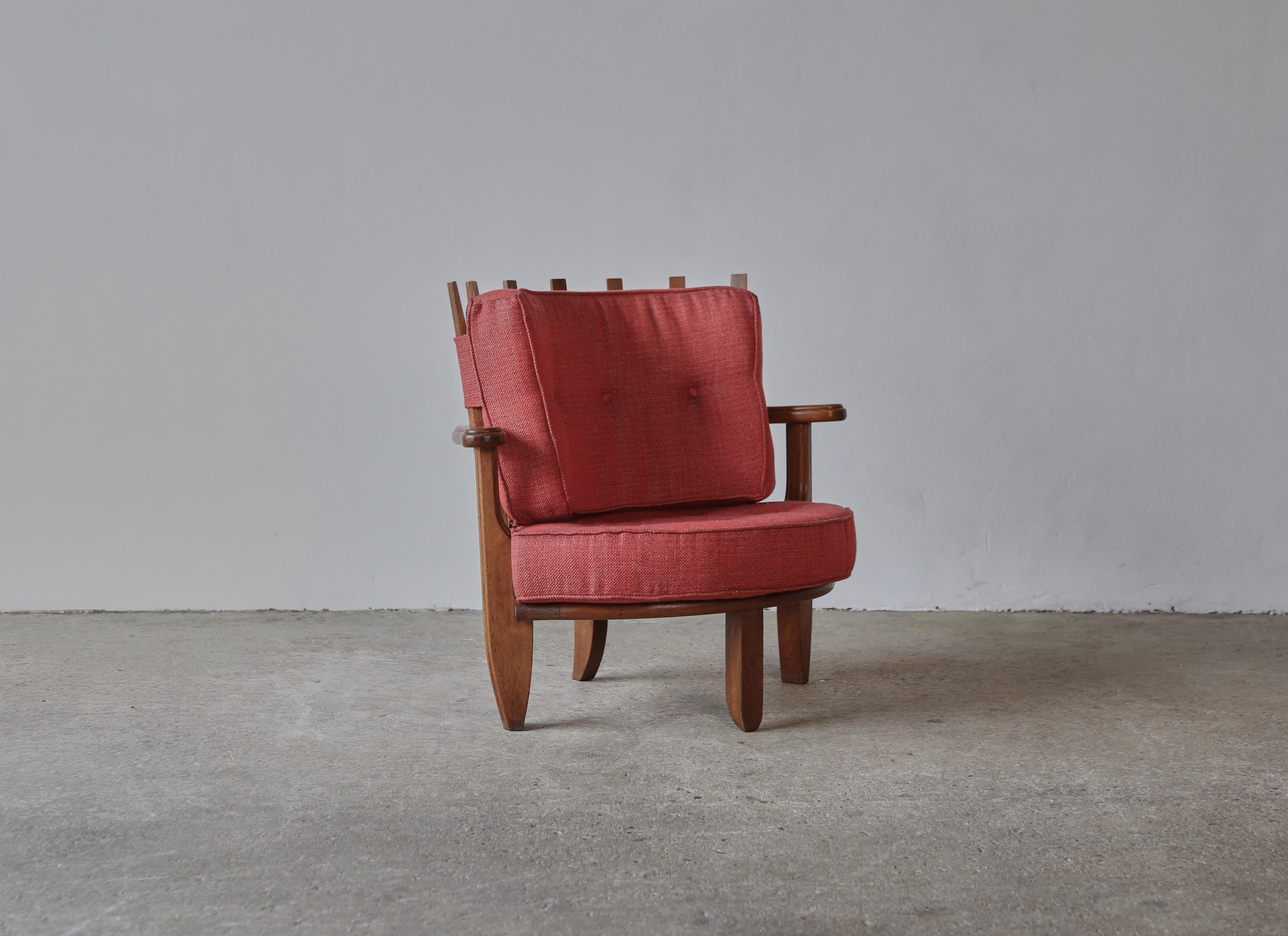 Guillerme et Chambron Oak Tricoteuse Corner Chair, France, 1960s  For Sale 3