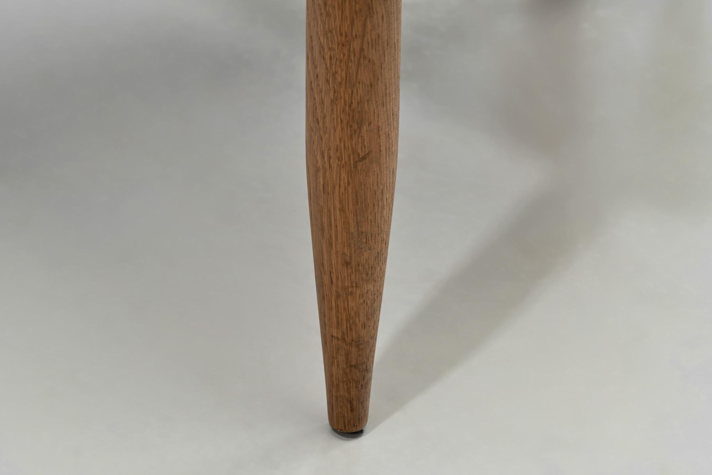 Guillerme et Chambron Oak Tripod Stool for Votre Maison, France ca 1950s For Sale 11