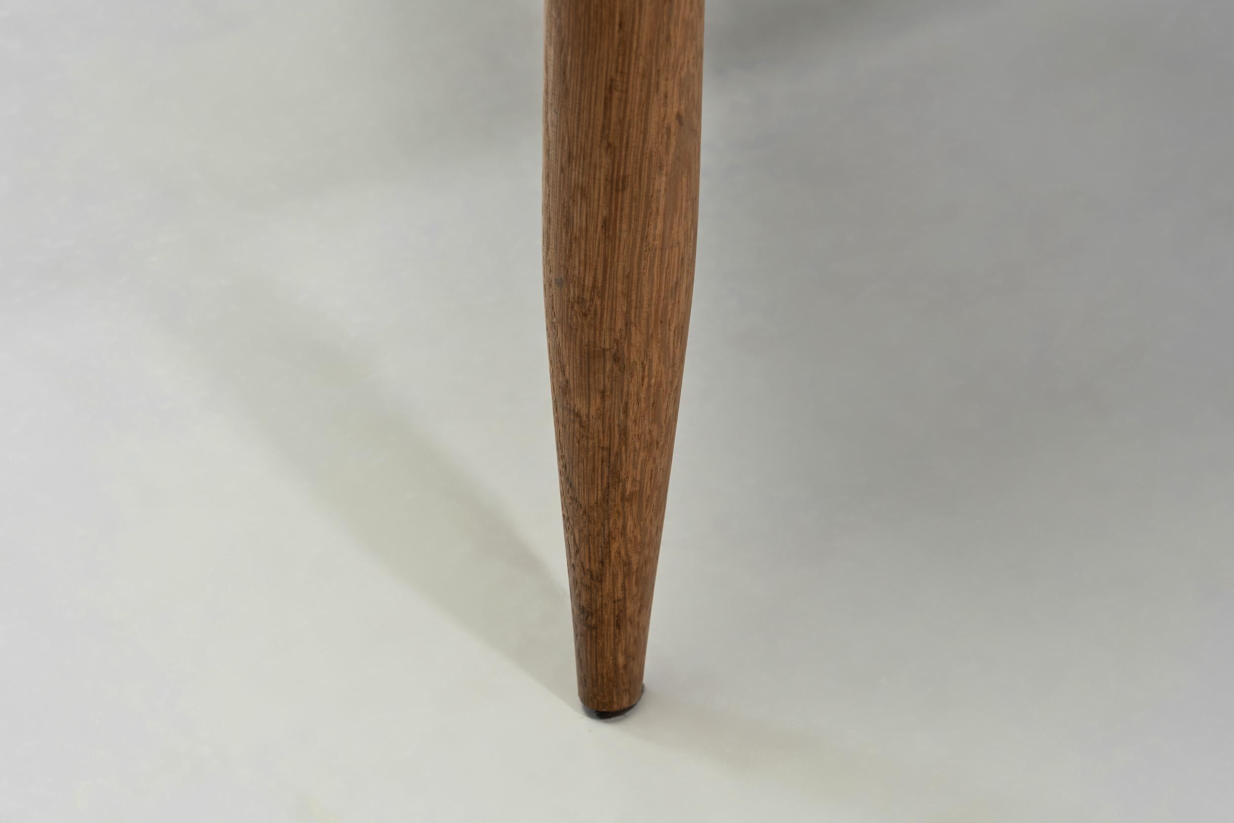 Guillerme et Chambron Oak Tripod Stool for Votre Maison, France ca 1950s For Sale 12