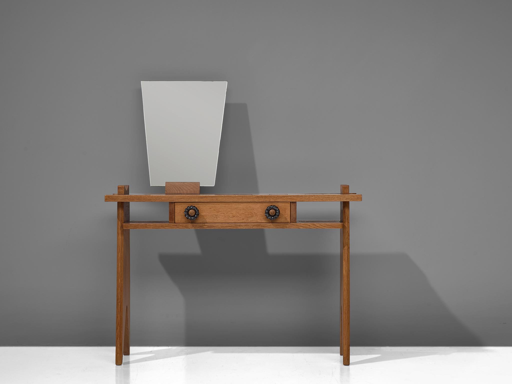 Mid-Century Modern Guillerme et Chambron Oak Vanity Table