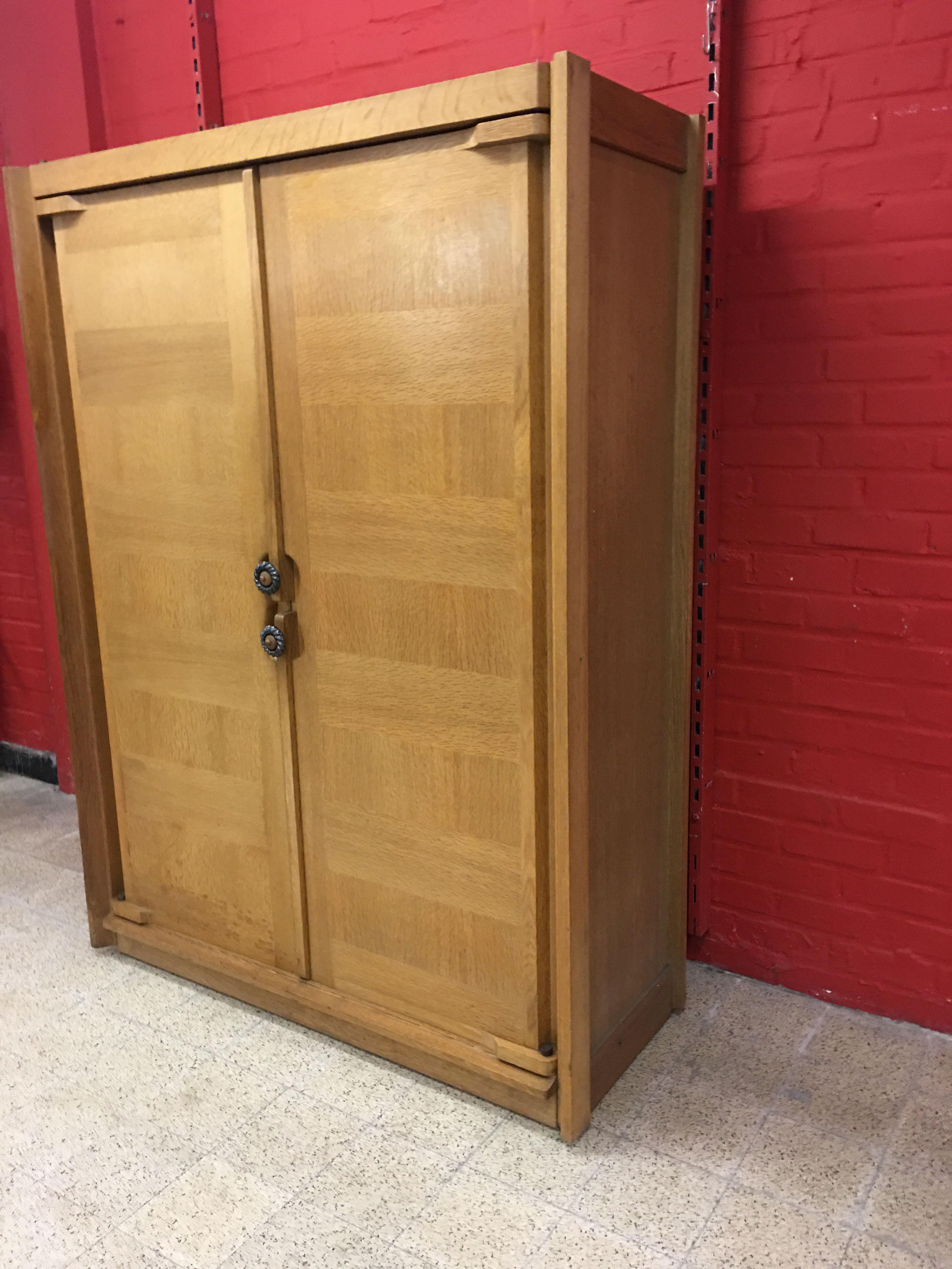 French Guillerme et Chambron, Oak Wardrobe, Edition Votre Maison, circa 1960