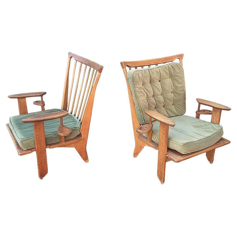 Guillerme et Chambron, pair of 1950s Armchairs, Edited by Votre Maison For Sale